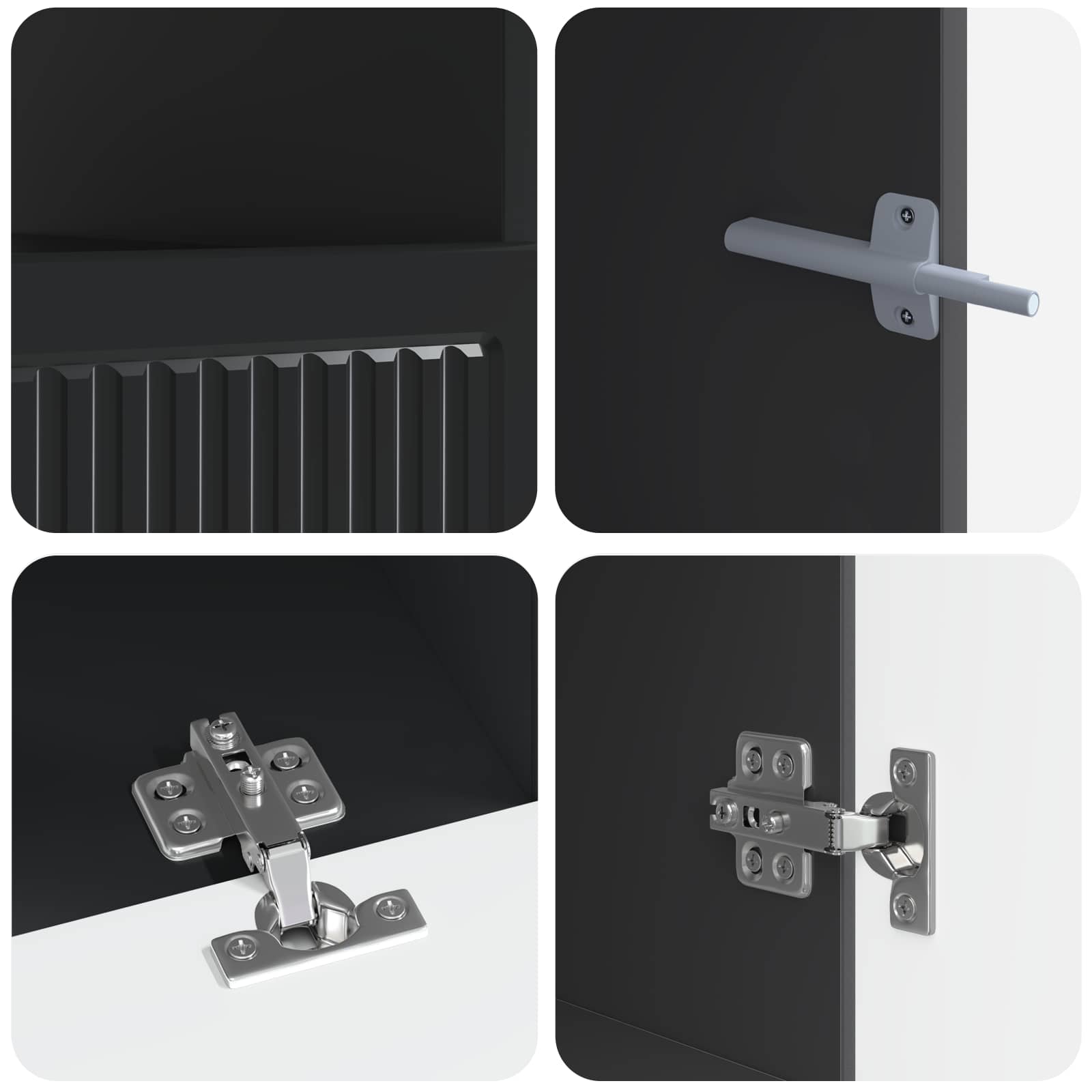 5 osan LED TV-kaappi Musta Tekninen puu - Image 5