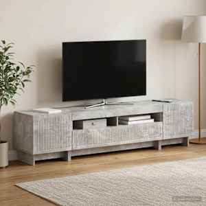 5-delna LED TV omarica Betonsko siva Inženirski les
