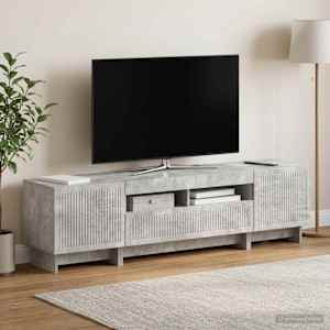 5-delna LED TV omarica Betonsko siva Inženirski les