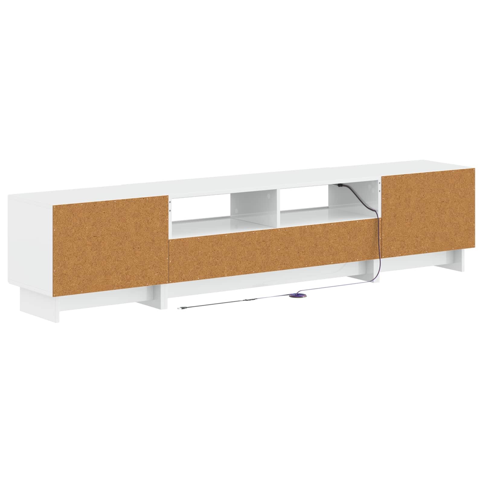 5 osan LED TV-kaappi Korkeakiiltoinen valkoinen Tekninen puu - Image 4