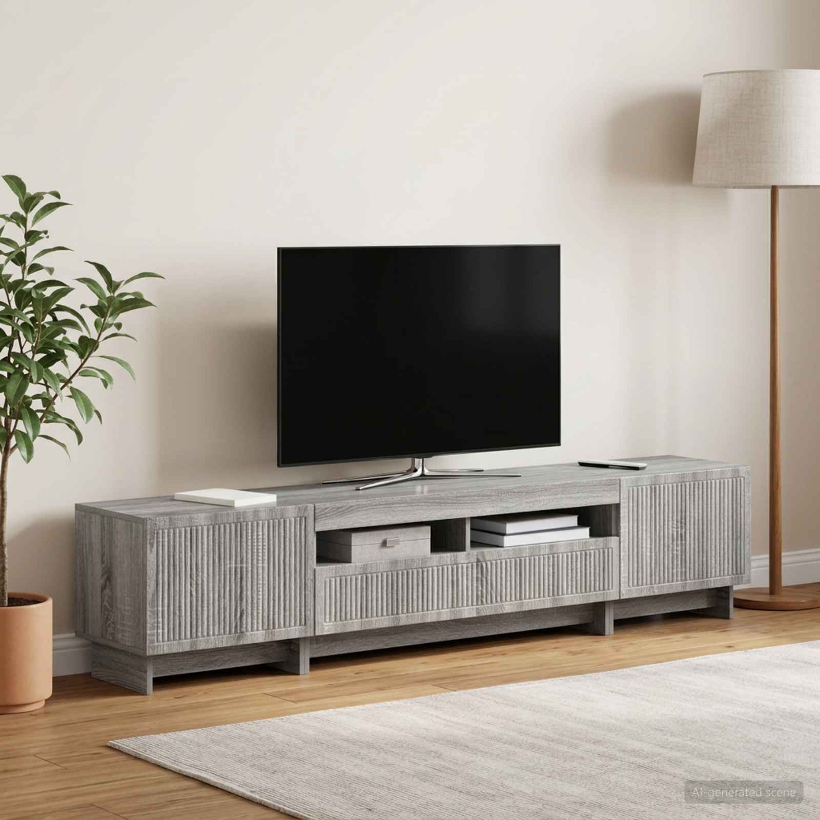 5 osan LED TV-kaappi Harmaa Sonoma Tekninen puu
