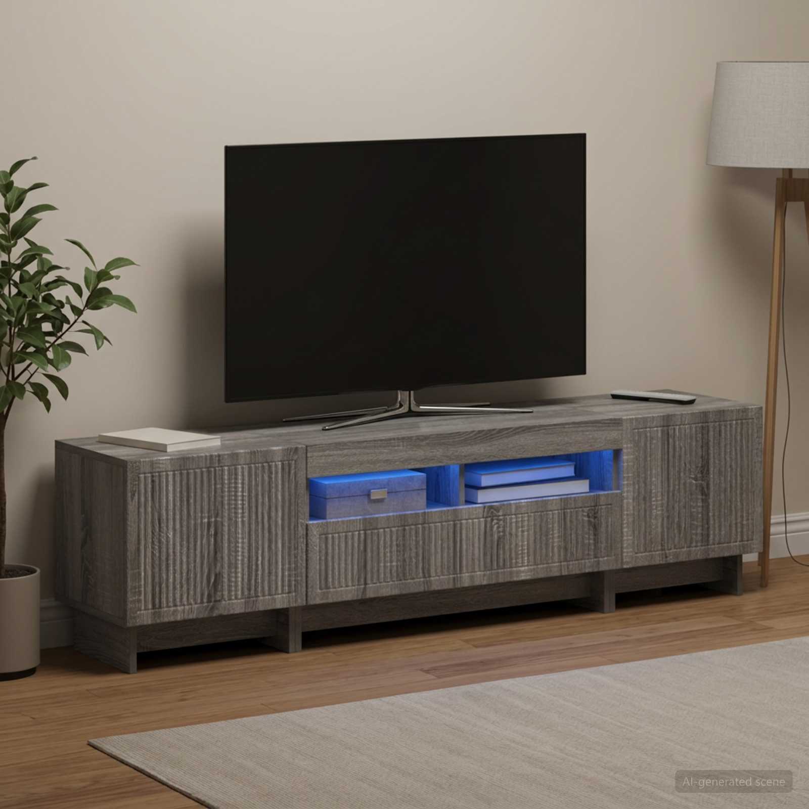 5 osan LED TV-kaappi Harmaa Sonoma Tekninen puu