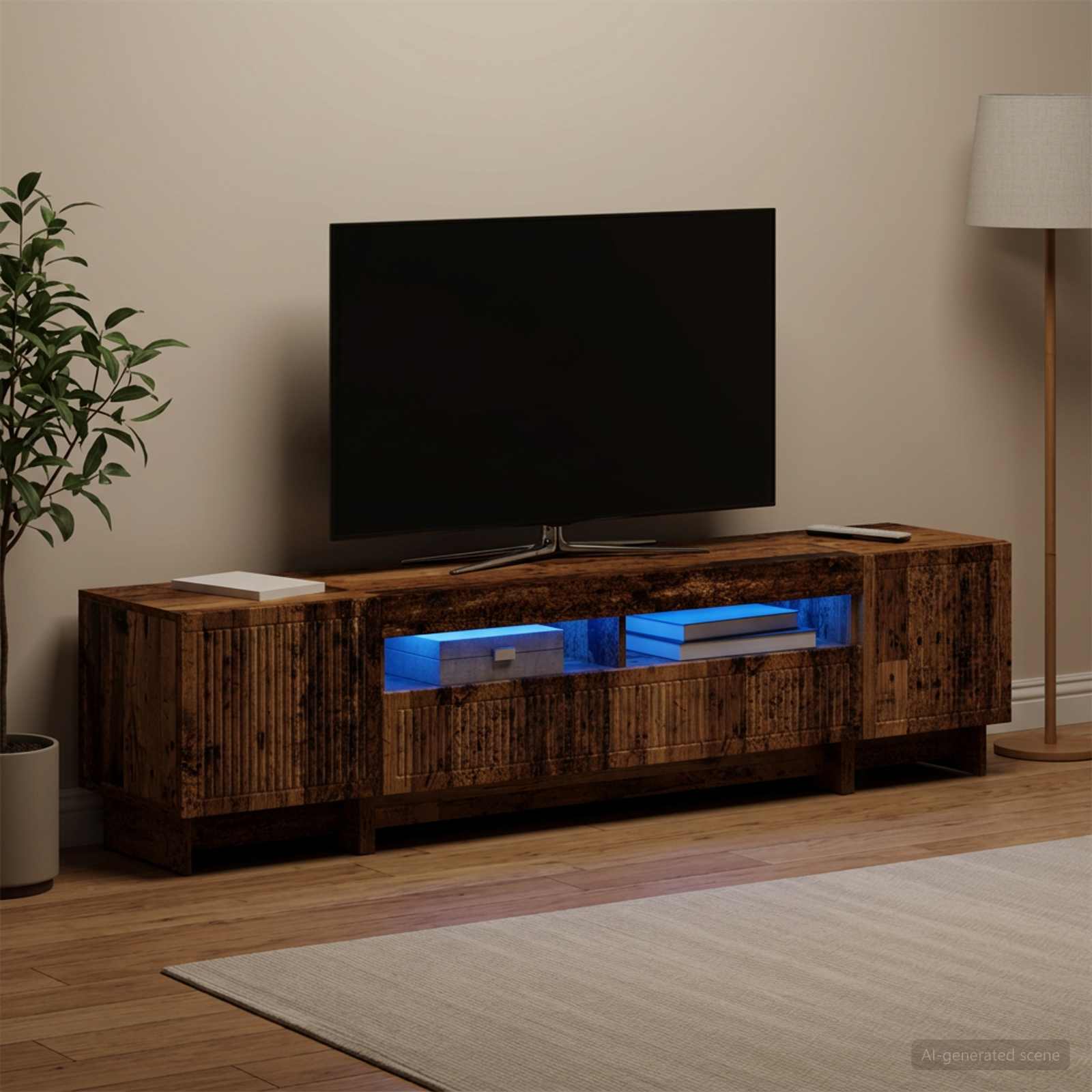 5 osan LED TV-kaappi Vanha puu Tekninen puu