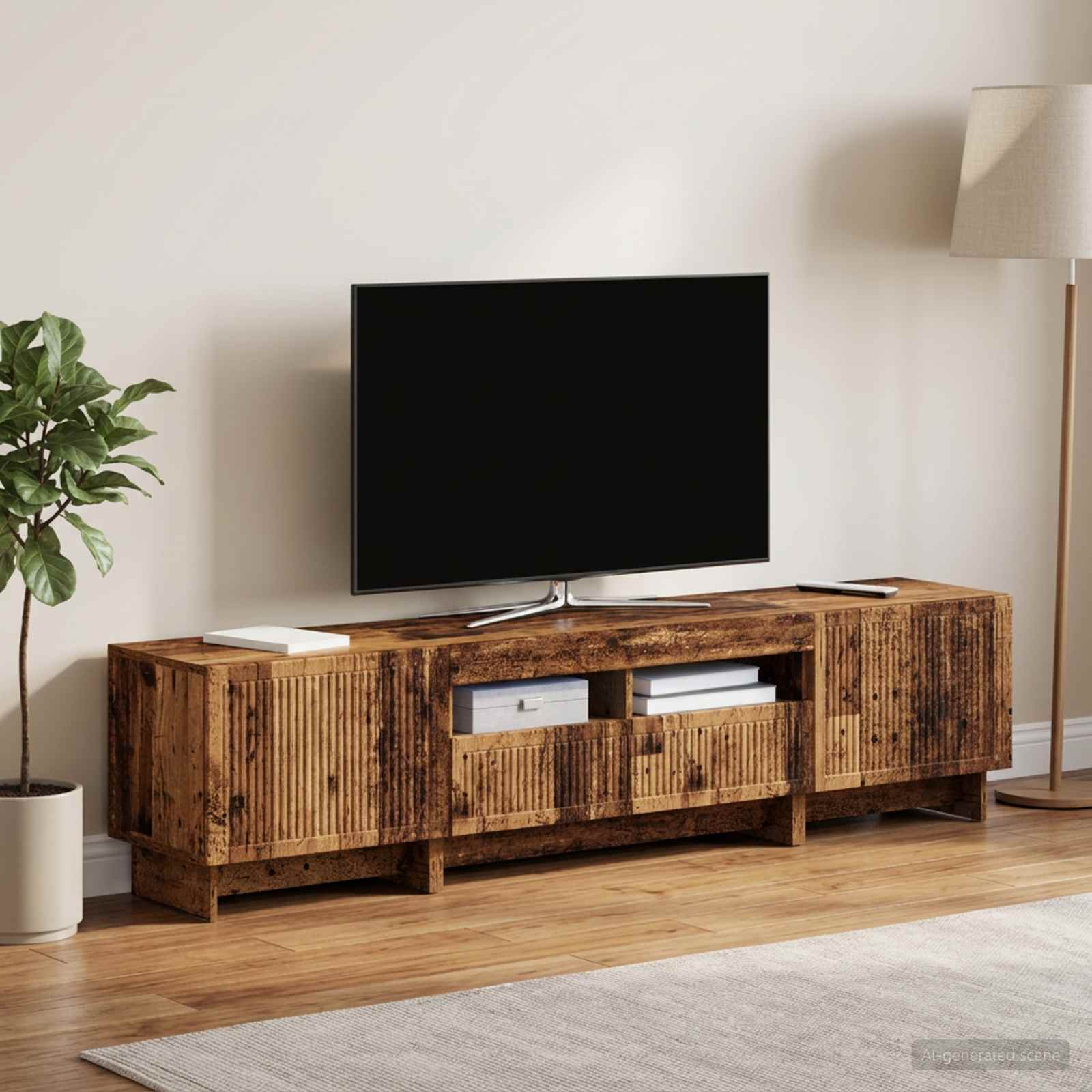 3-osainen LED-TV-kaappi EDE Vanha puu Tekninen puu