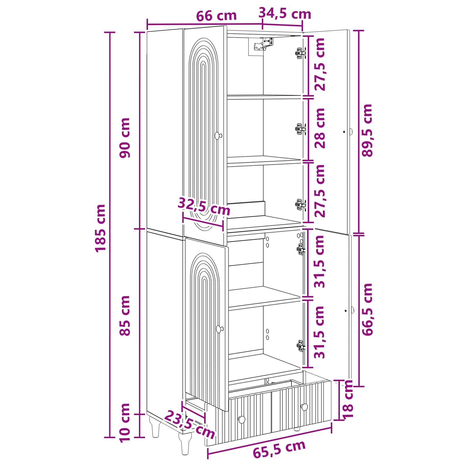 Kapi Komplekt 2 pcs 66 x 34,5 x 95 cm Tehispuit 8 Kõik vajalik sinu aeda ja koju! Kapi Komplekt 2 pcs 66 x 34,5 x 95 cm Tehispuit - Image 8
