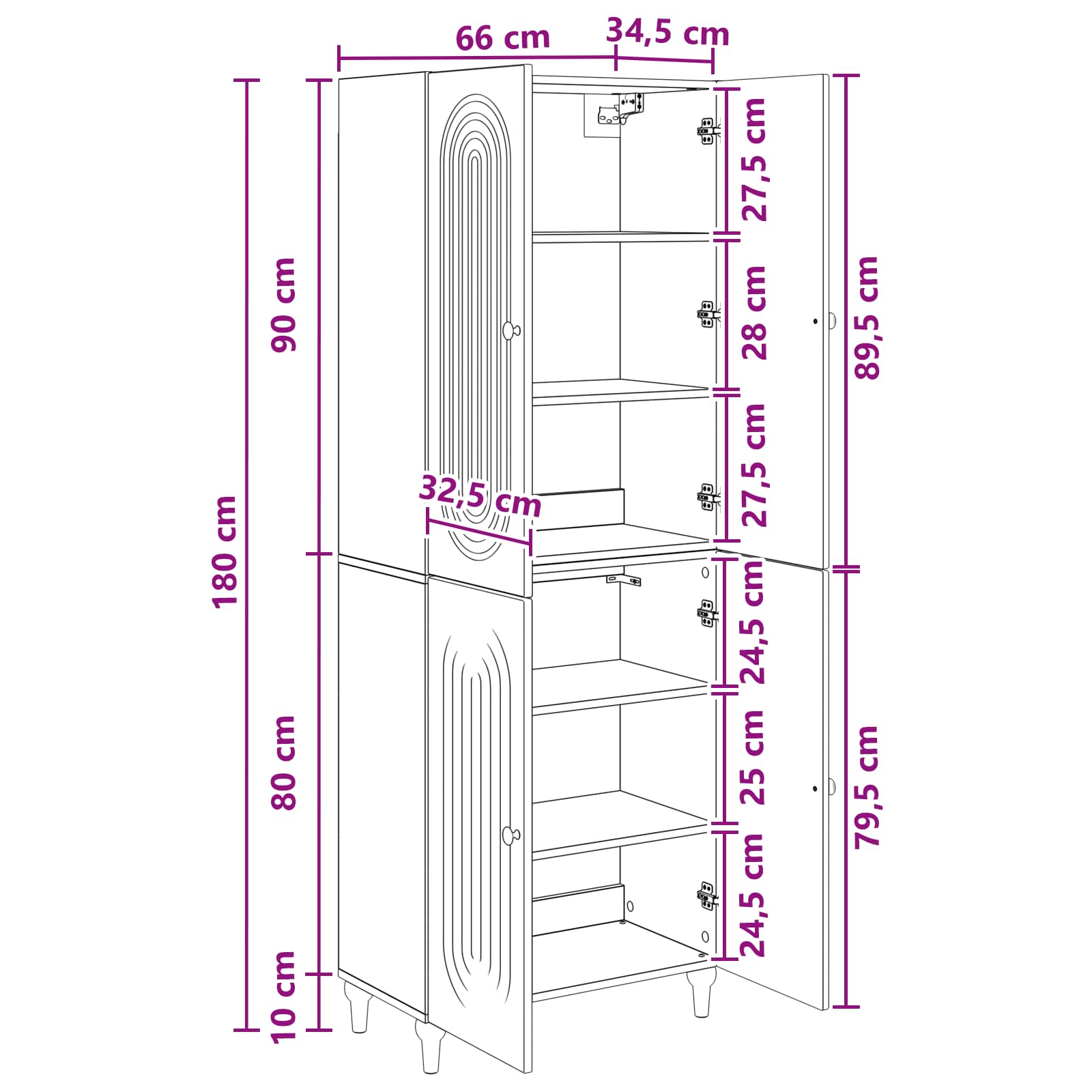 vidaXL Schrankset 2 pcs 66 x 34,5 x 90 cm Holzwerkstoff – Bild 8