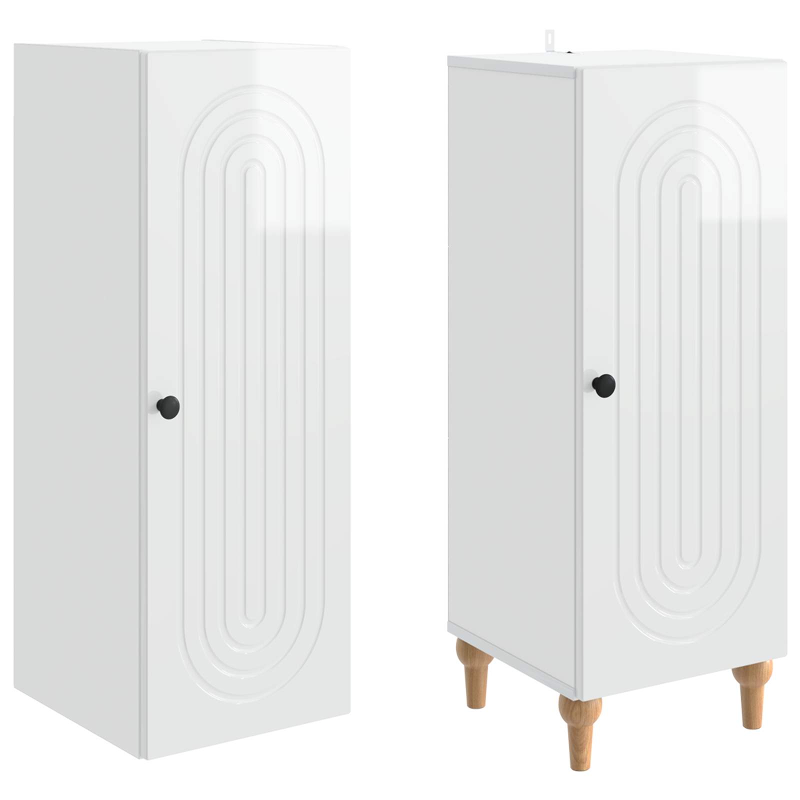Комплект шкафове 2 pcs Бял гланц Инженерна дървесина – изображение 3