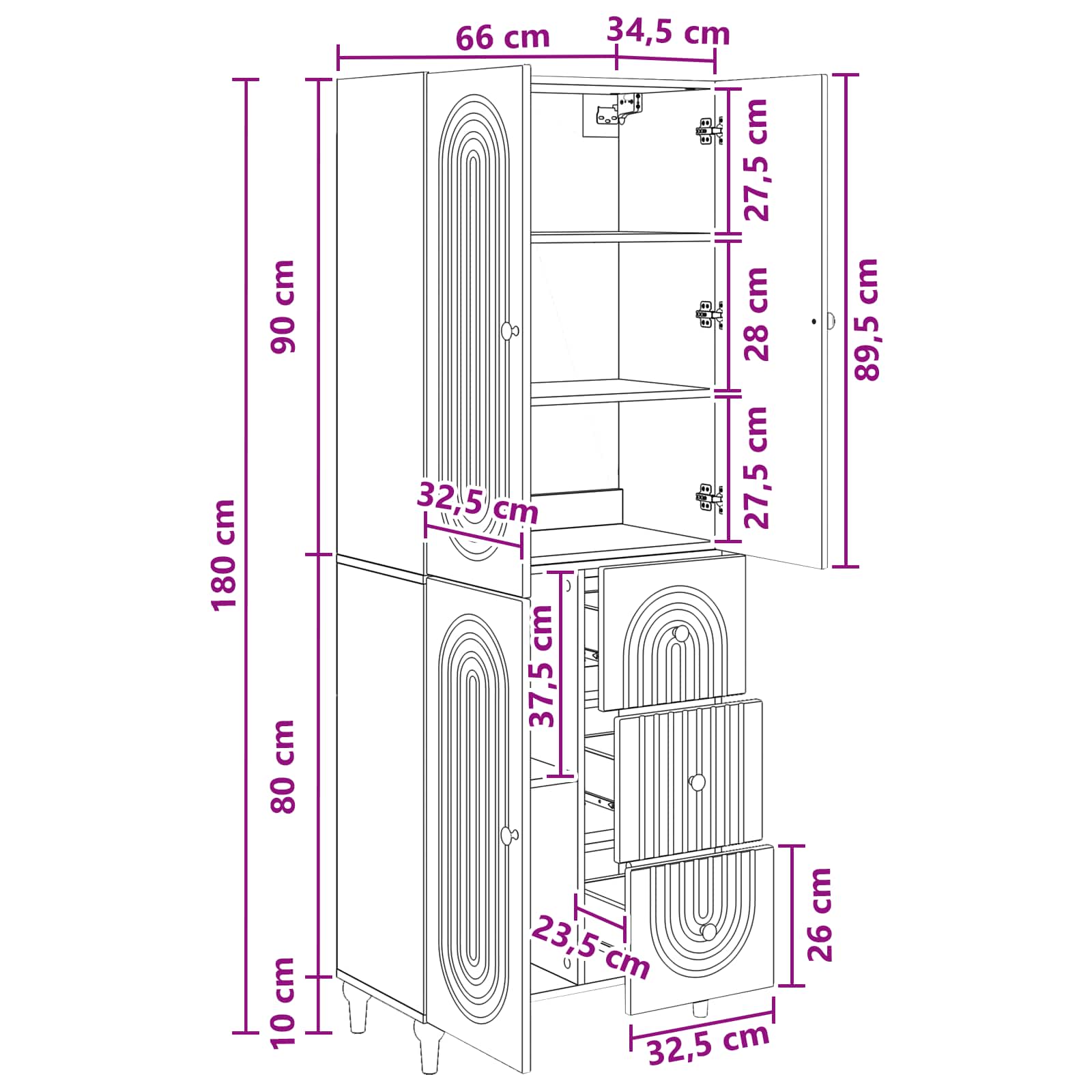 vidaXL Schrankset 2 pcs 66 x 34,5 x 90 cm Holzwerkstoff – Bild 8