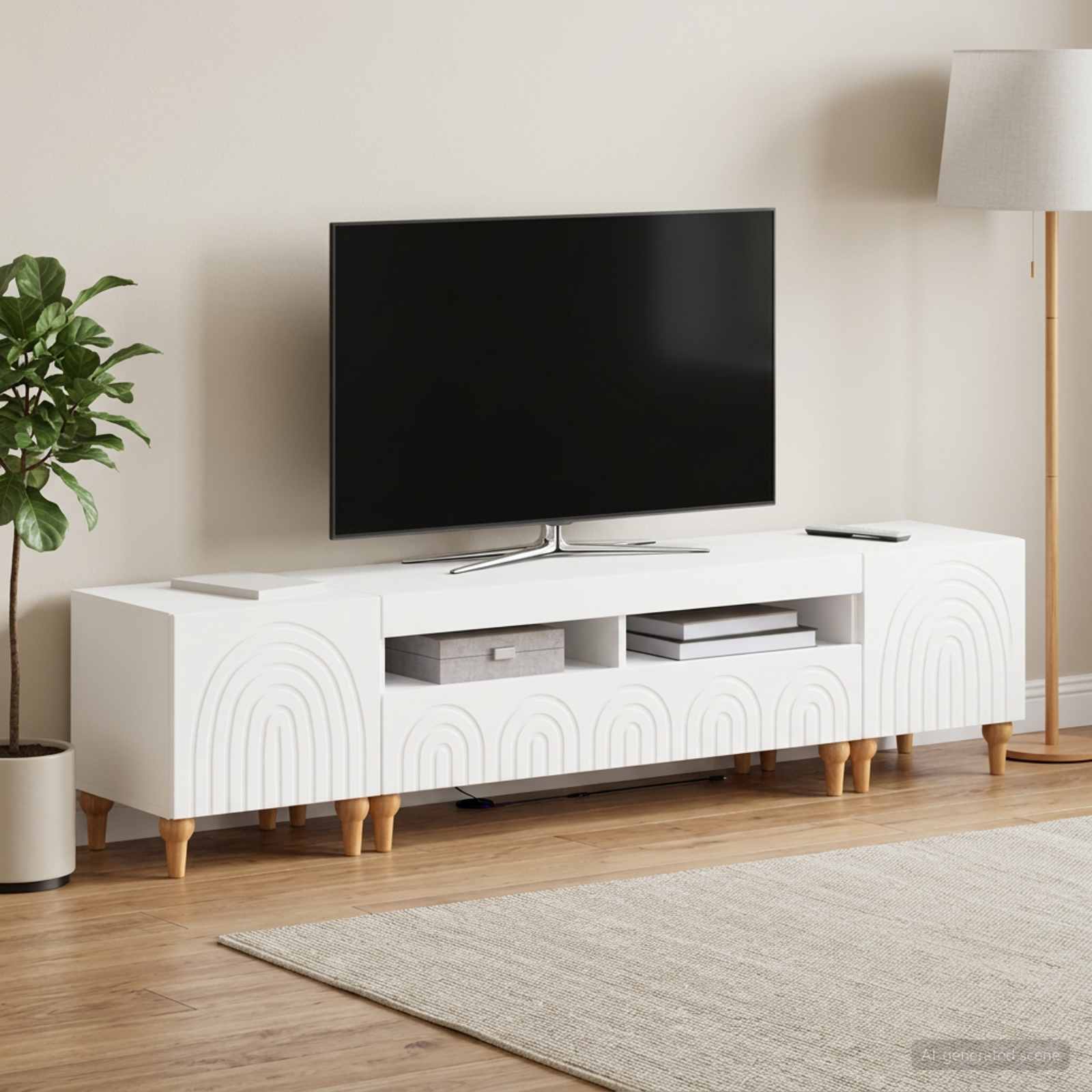 vidaXL 3-osainen LED-TV-kaappi valkoinen Tekninen puu