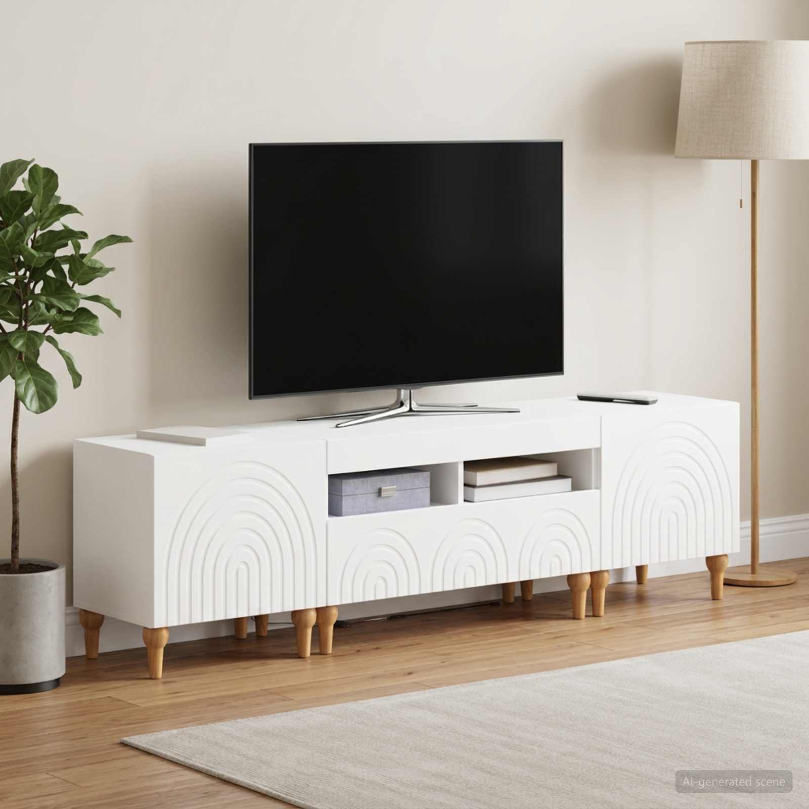 vidaXL 3-osainen LED-TV-kaappi valkoinen Tekninen puu