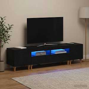 3-delni LED TV omarica Črna Inženirski les
