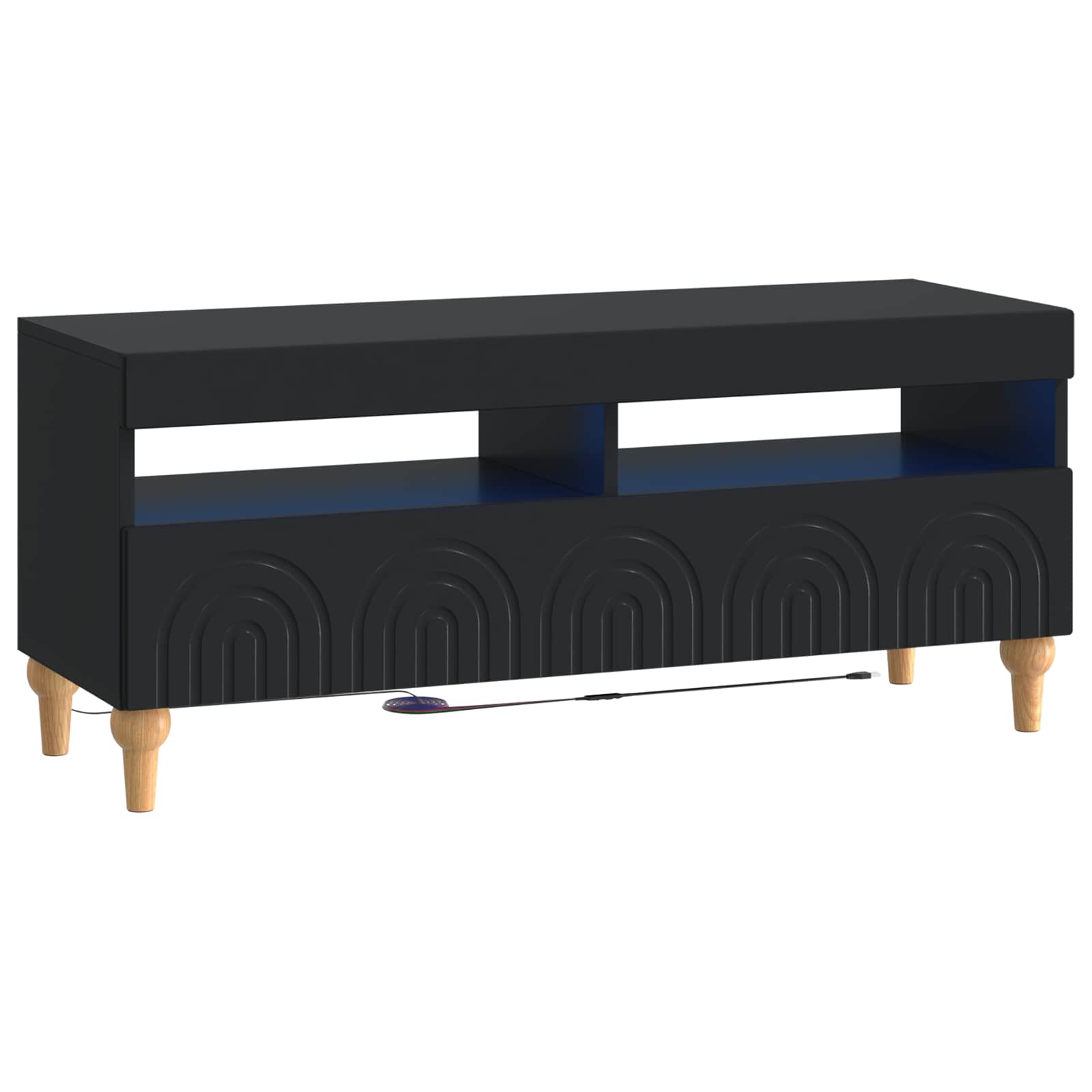 3-osainen LED-TV-kaappi Musta Tekninen puu - Image 3
