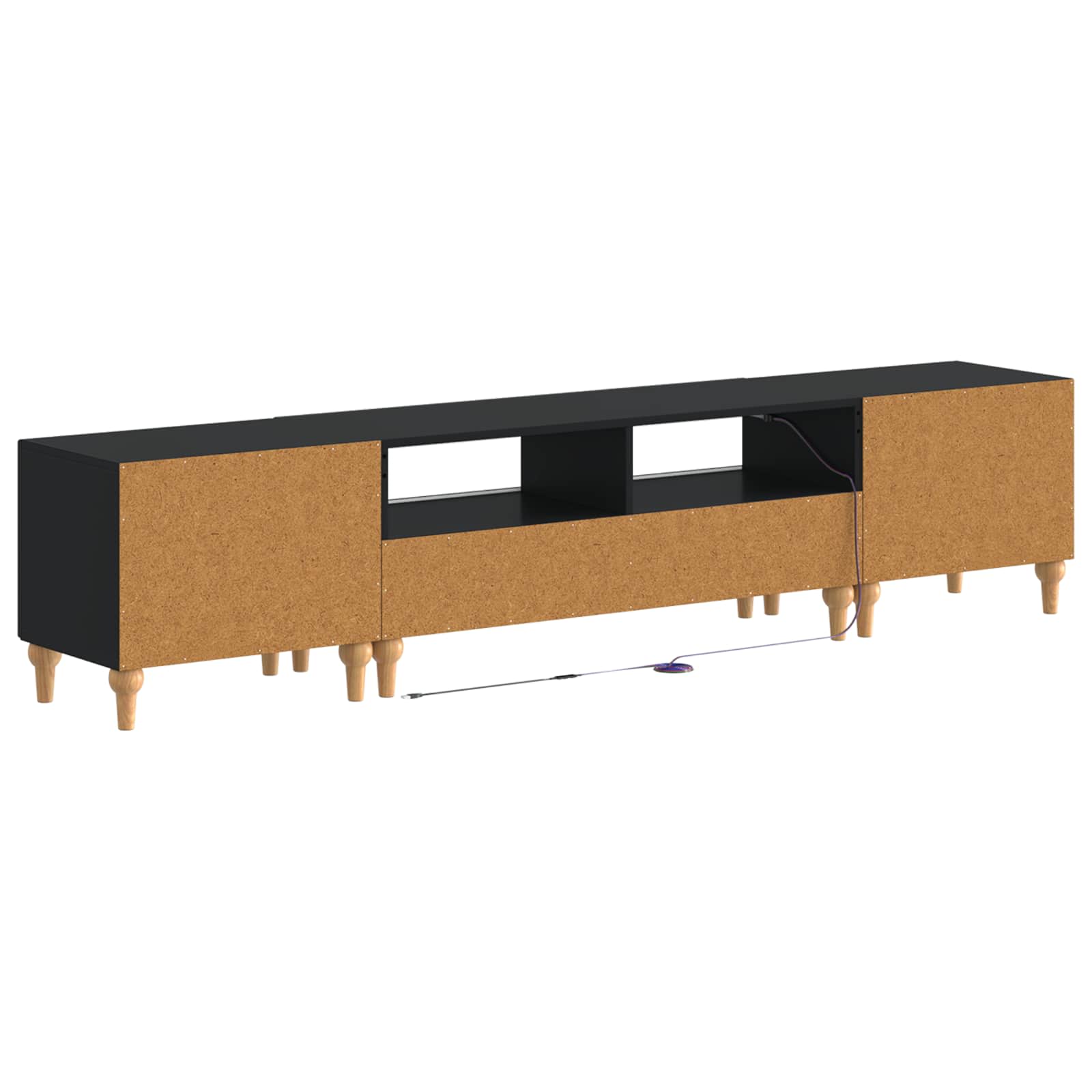 3-osainen LED-TV-kaappi Musta Tekninen puu - Image 4