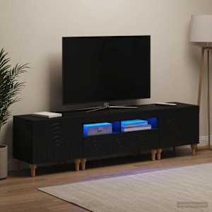 3-delni LED TV omarica Črna Inženirski les