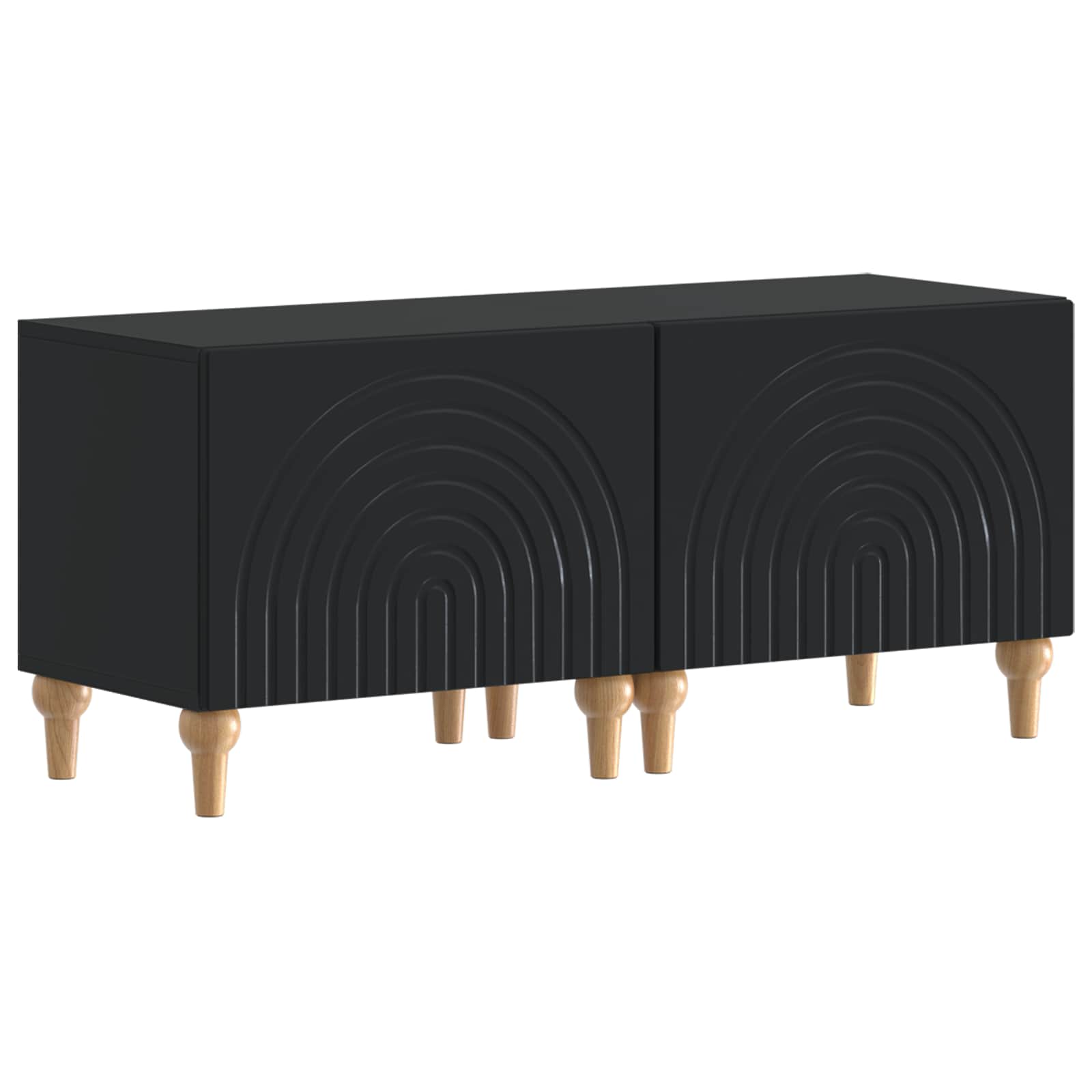 3-osainen LED-TV-kaappi Musta Tekninen puu - Image 2