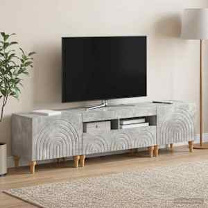 3-delni LED TV omarica Betonsko siva Inženirski les