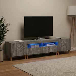 3-delni LED TV omarica Siva Sonoma Inženirski les