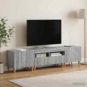 3-delni LED TV omarica Siva Sonoma Inženirski les