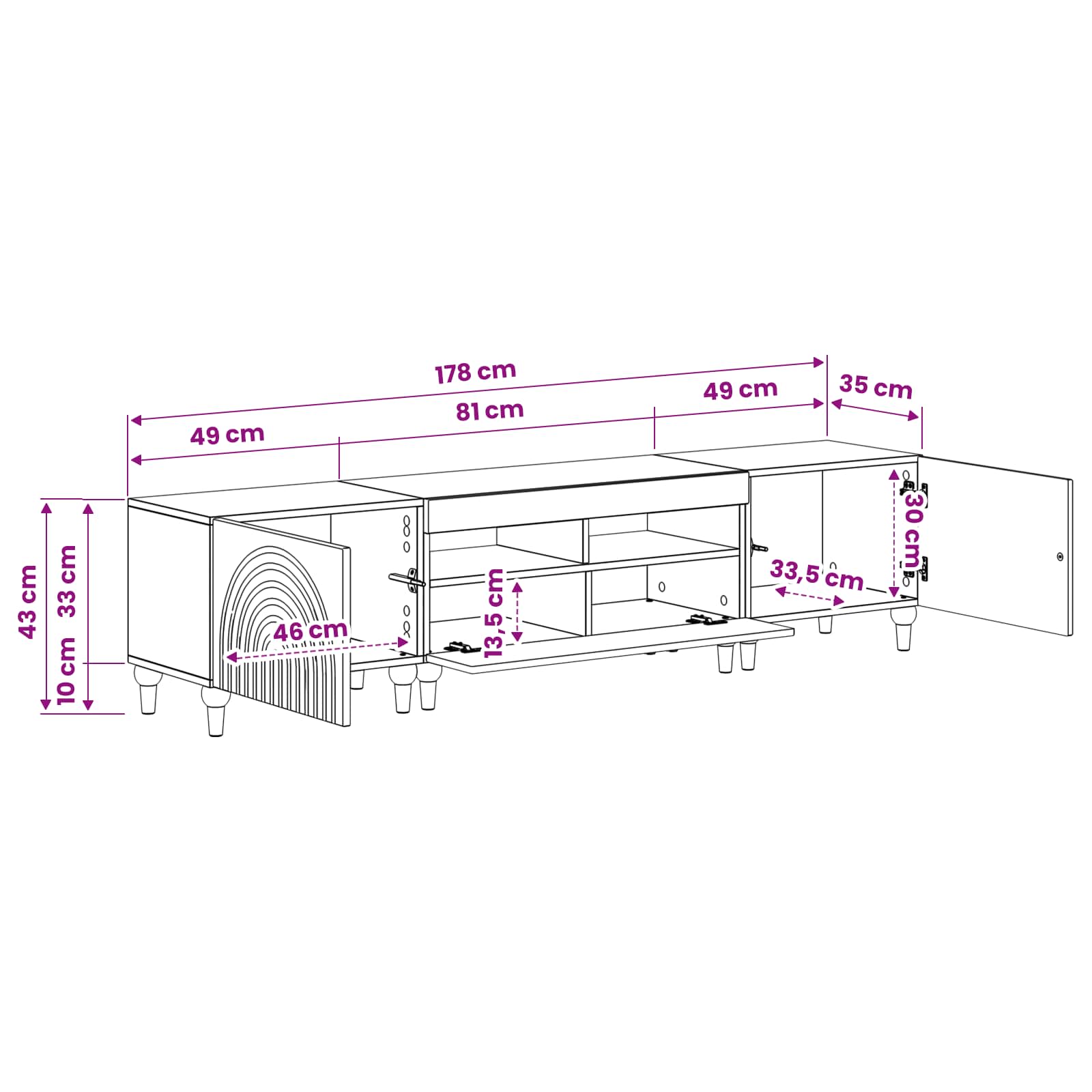 3-osainen LED-TV-kaappi Harmaa Sonoma Tekninen puu - Image 7