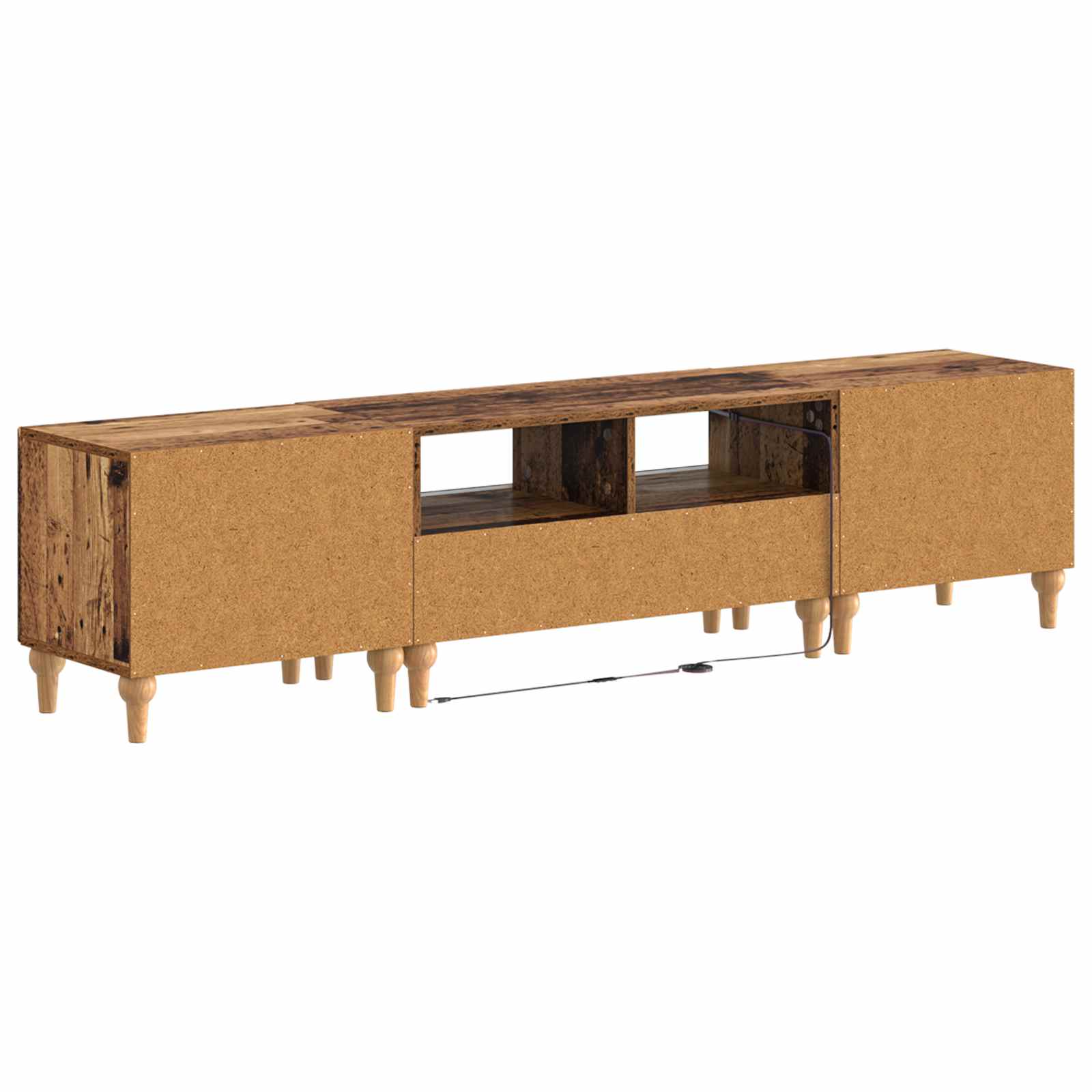 3-osainen LED-TV-kaappi Vanha puu Tekninen puu - Image 4