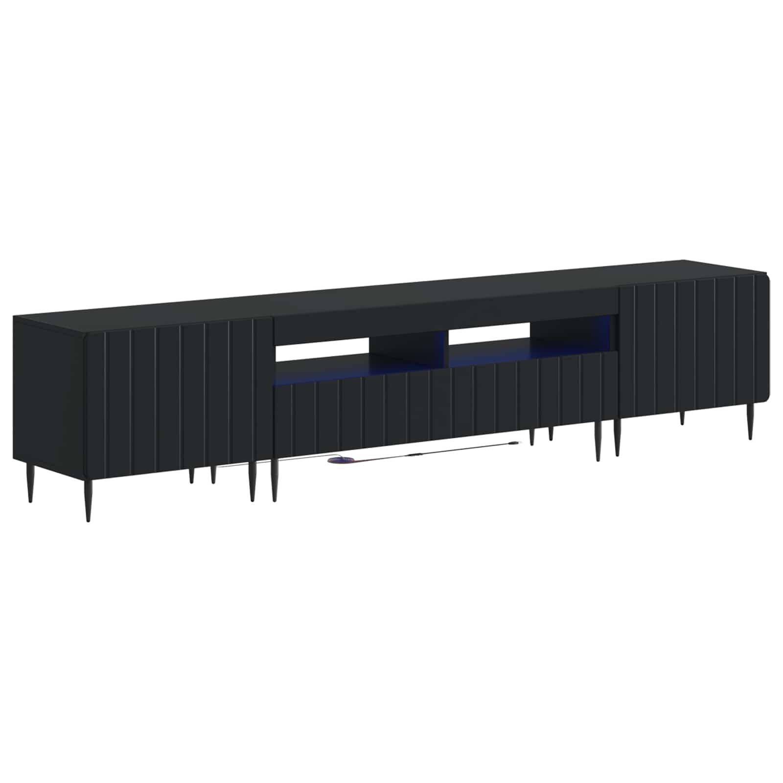 5 osan LED TV-kaappi Musta Tekninen puu