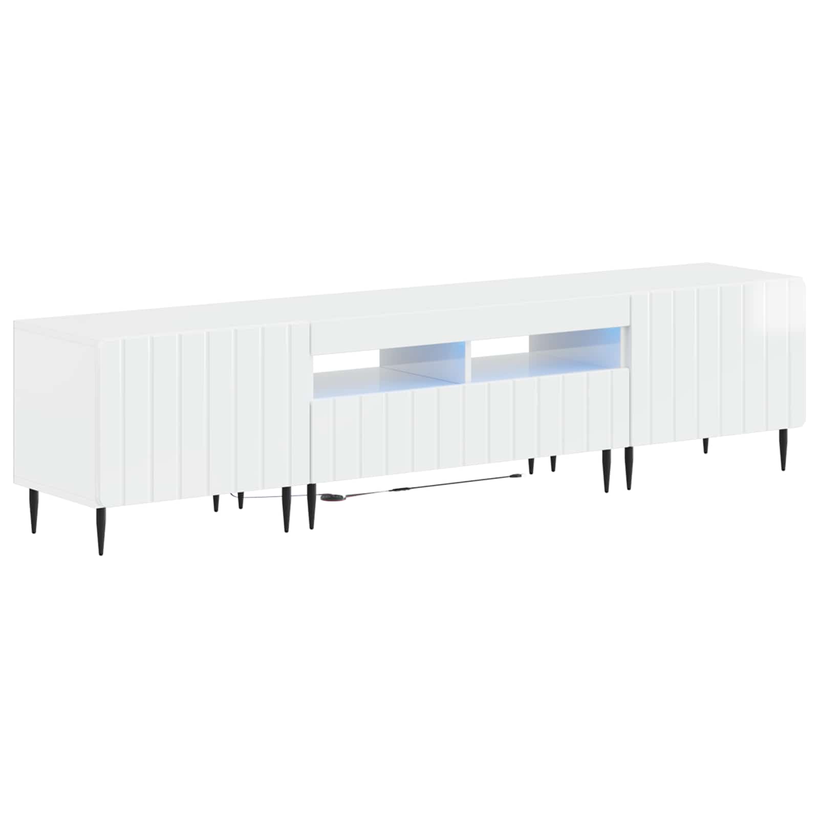 5 osan LED TV-kaappi Korkeakiiltoinen valkoinen Tekninen puu