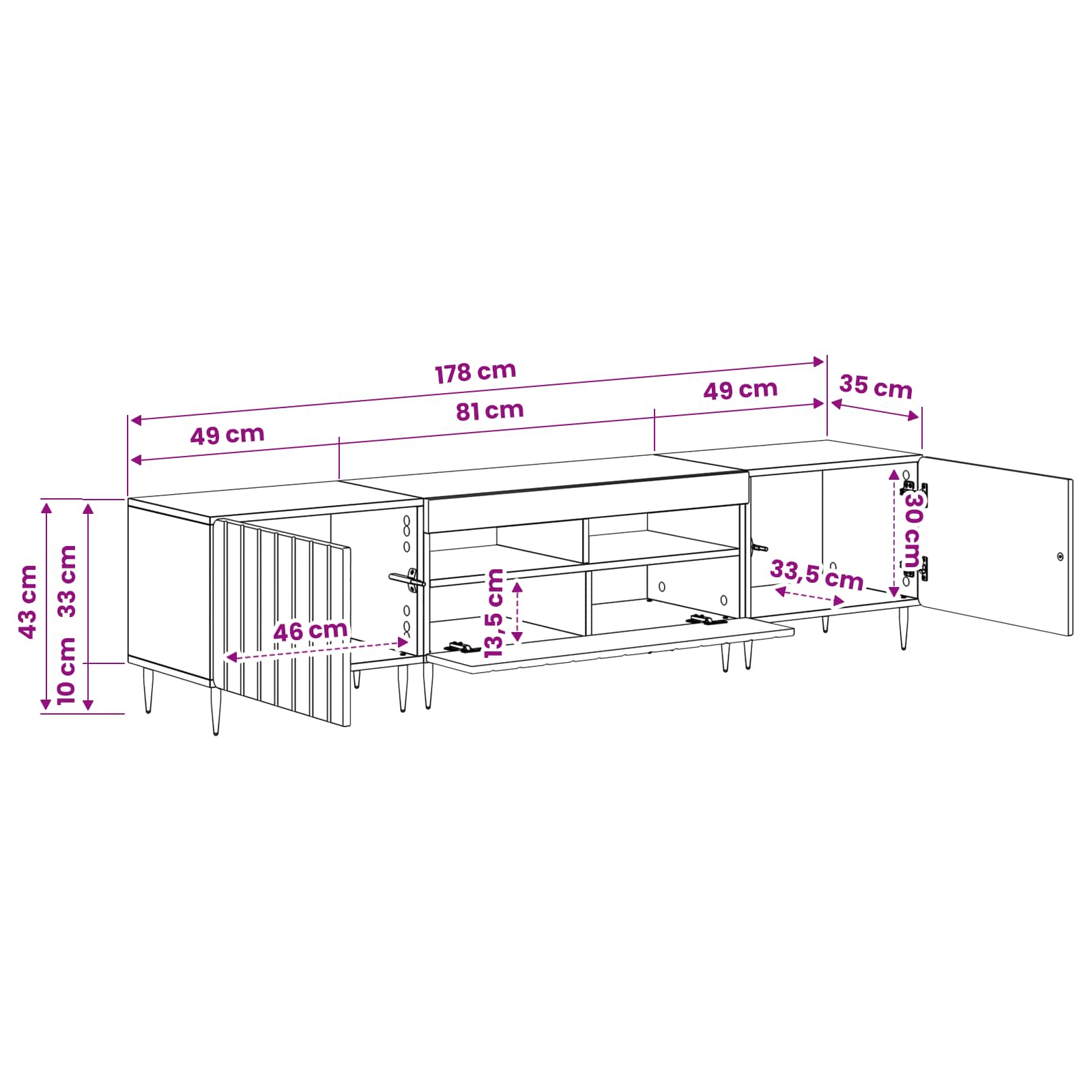 5 osan LED TV-kaappi Korkeakiiltoinen valkoinen Tekninen puu - Image 7