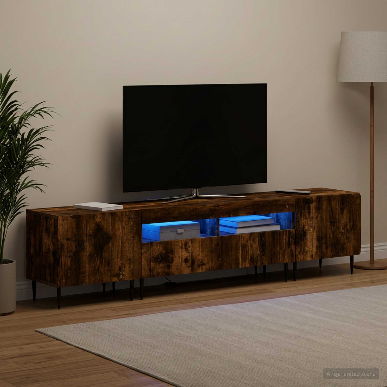 5 osan LED TV-kaappi Savutammi Tekninen puu - Image 3