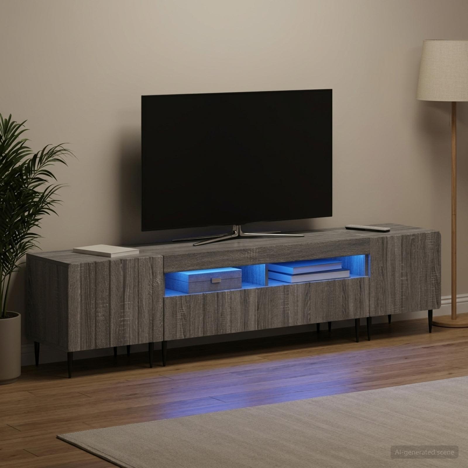 5 osan LED TV-kaappi Harmaa Sonoma Tekninen puu