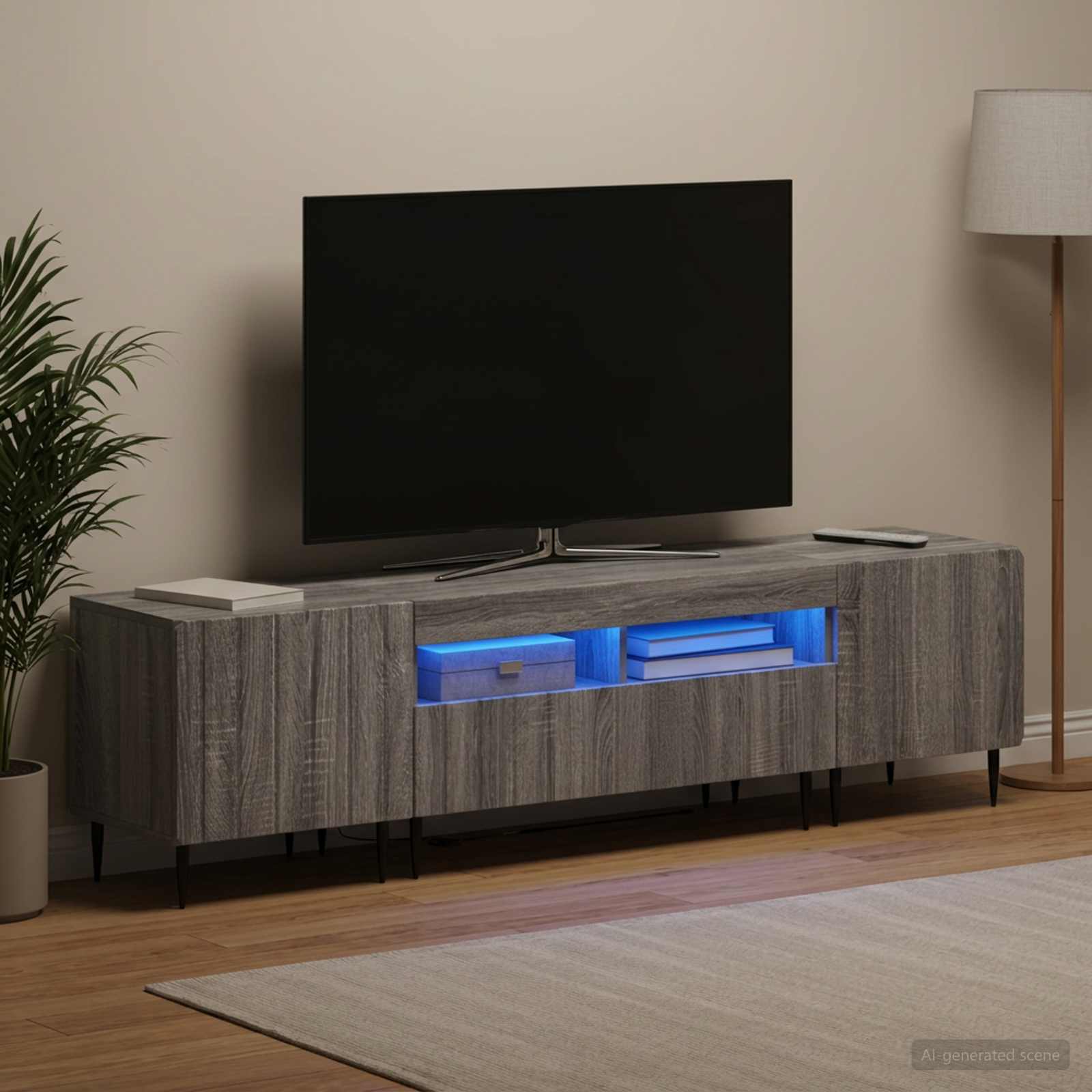 5 osan LED TV-kaappi Harmaa Sonoma Tekninen puu