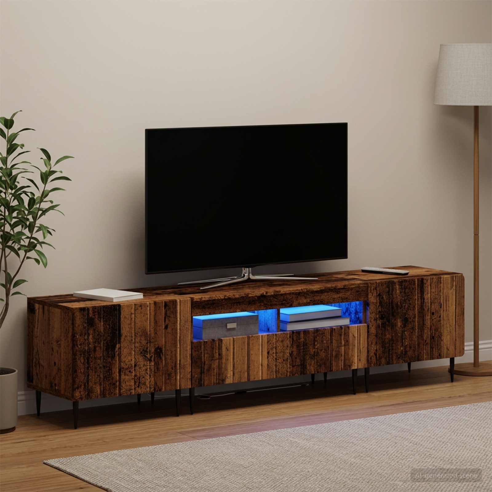 3-osainen LED-TV-kaappi ZWOLLE Vanha puu Tekninen puu