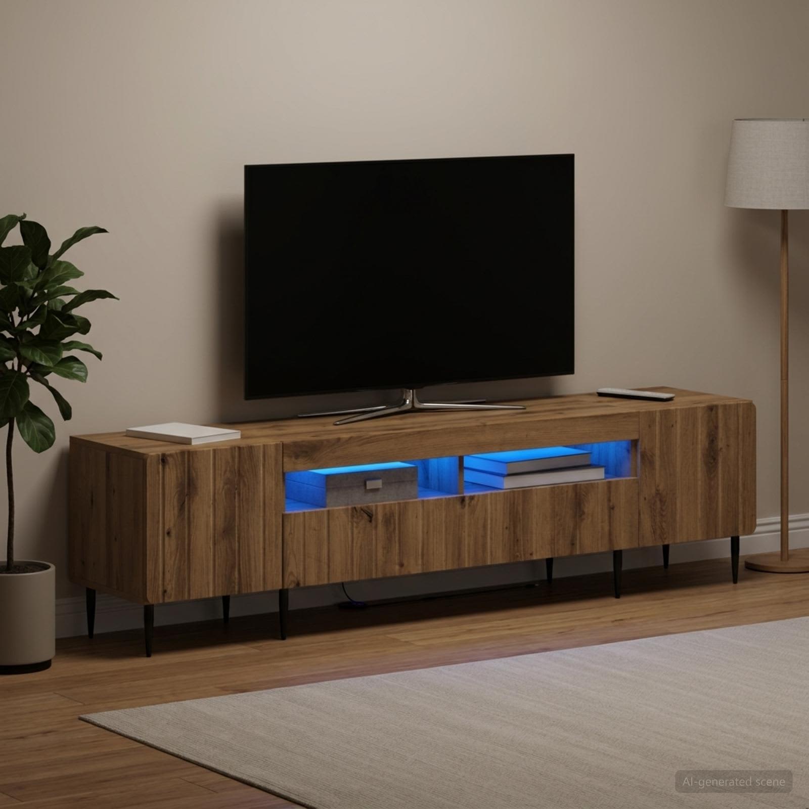 5 osan LED TV-kaappi Artisaanitammi Tekninen puu