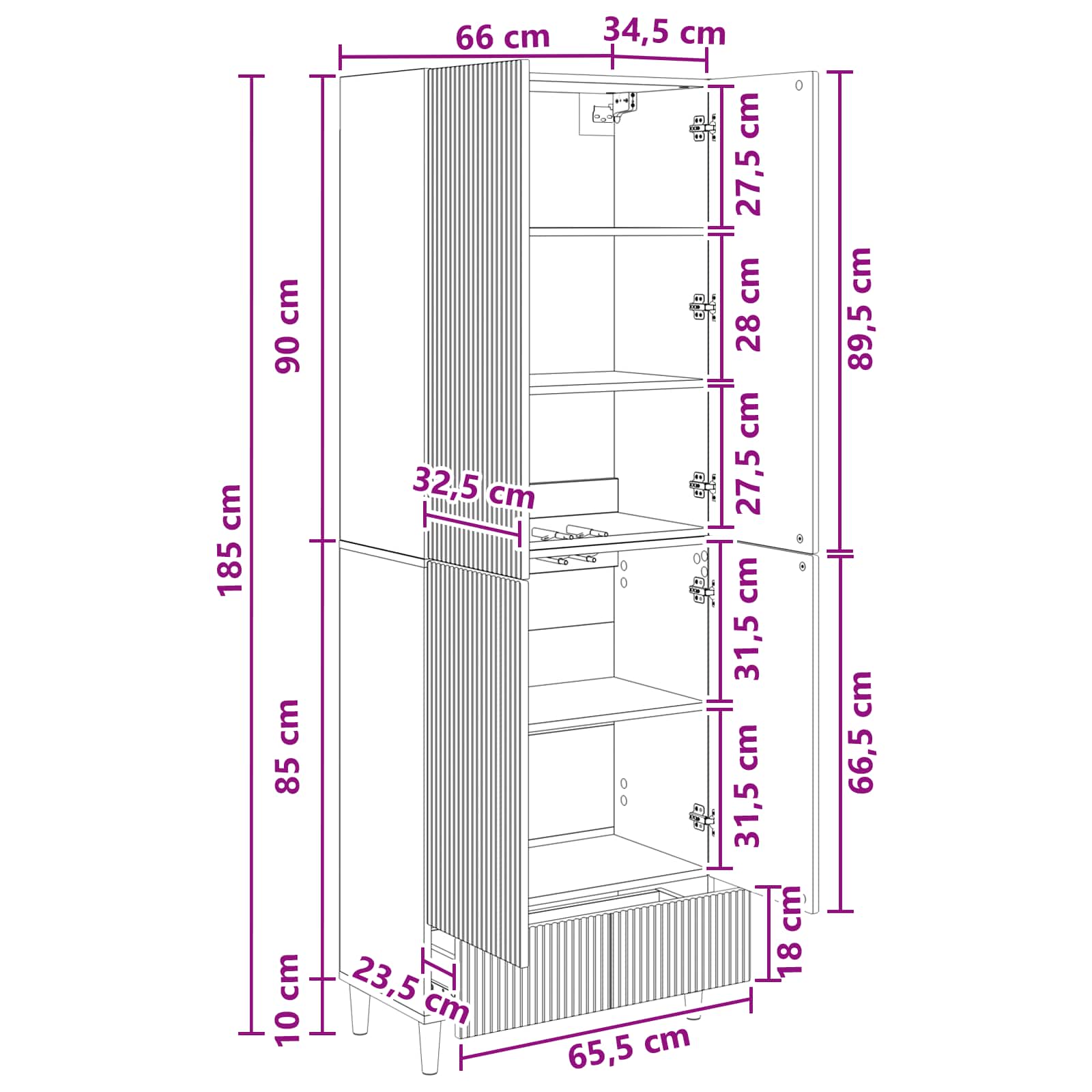 vidaXL Schrankset 2 pcs Artisan-Eiche 66 x 34,5 x 95 cm Holzwerkstoff – Bild 8
