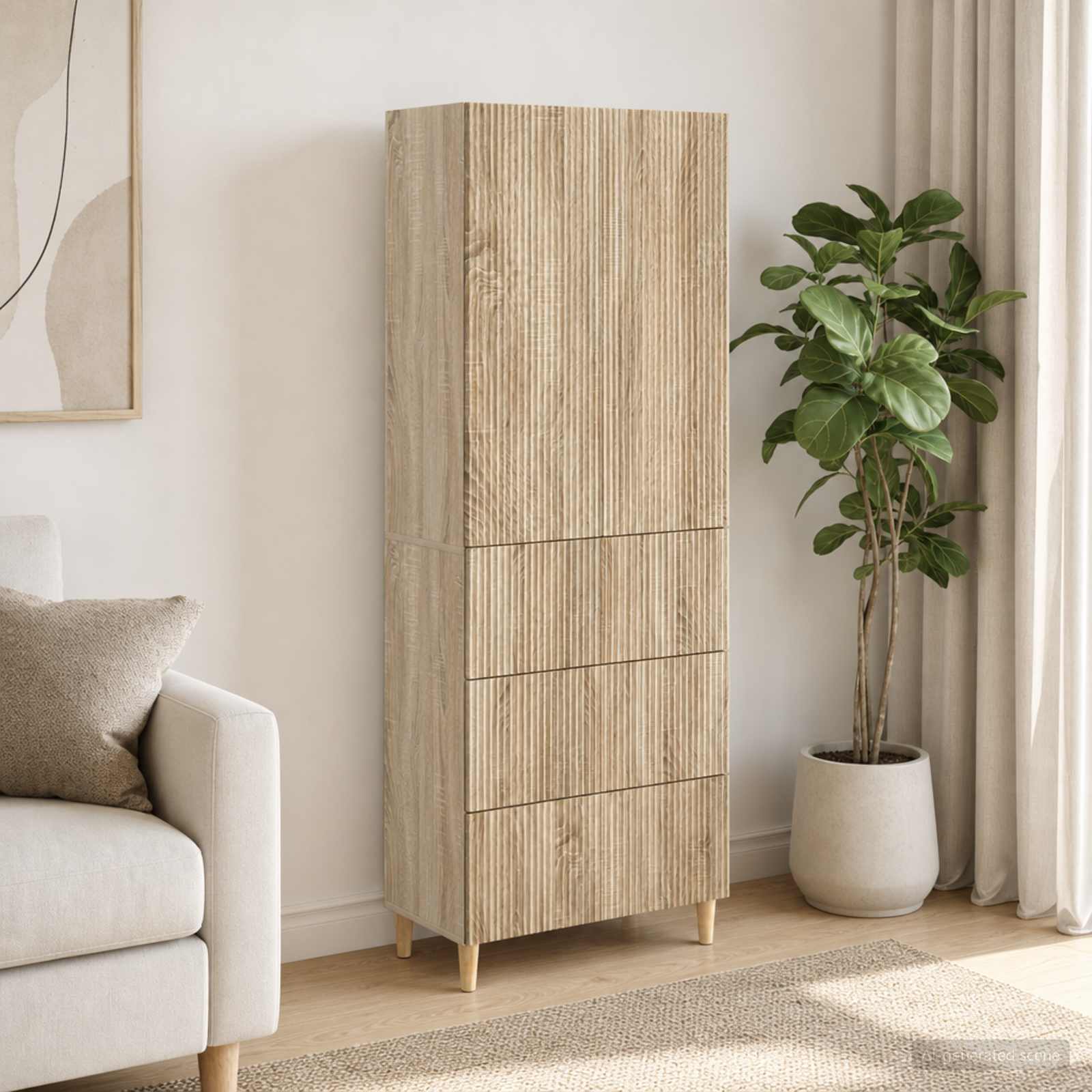 Kastenset 2 pcs Sonoma Eiken 66 x 34,5 x 90 cm Bewerkt hout – afbeelding 1
