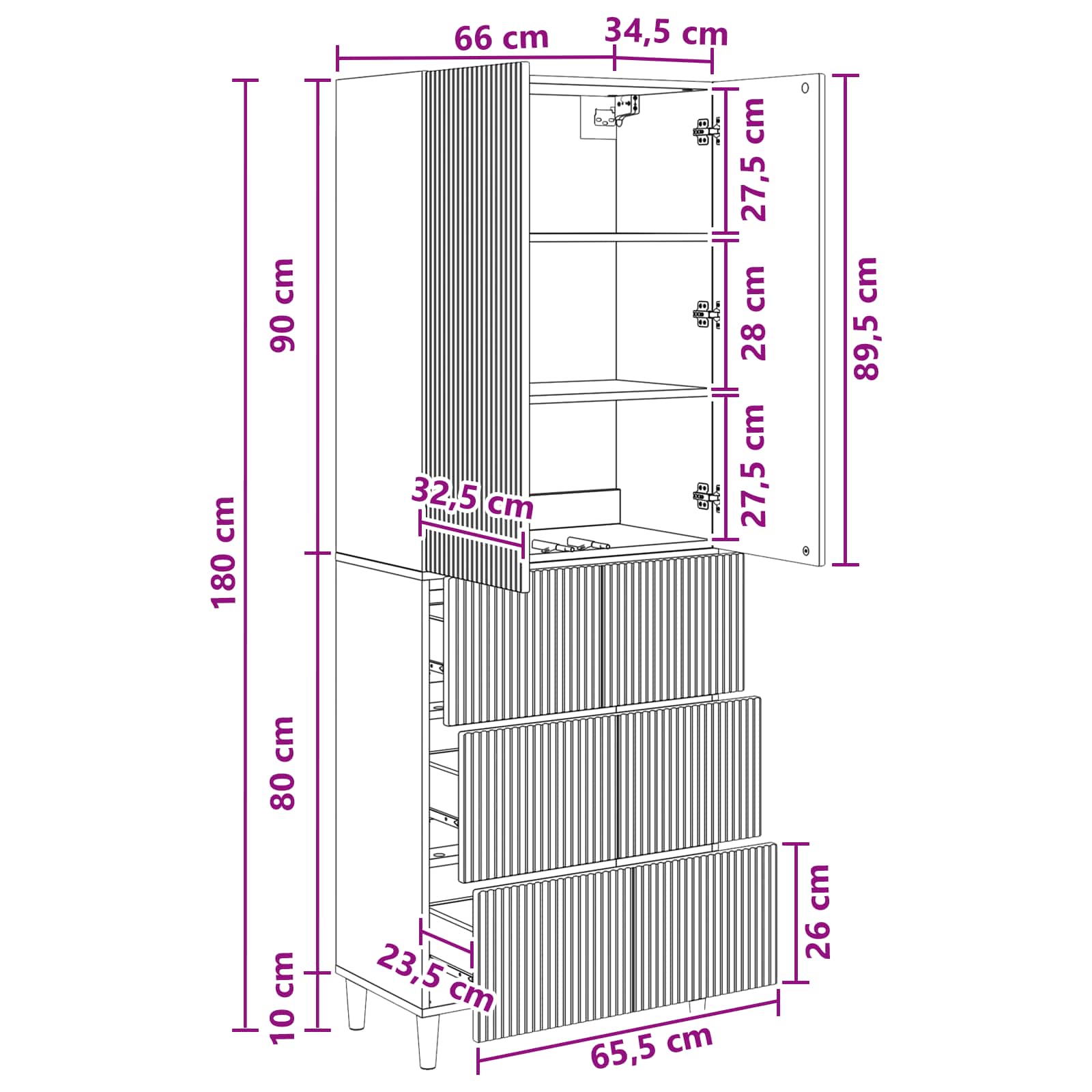 vidaXL Schrankset 2 pcs 66 x 34,5 x 90 cm Holzwerkstoff – Bild 8