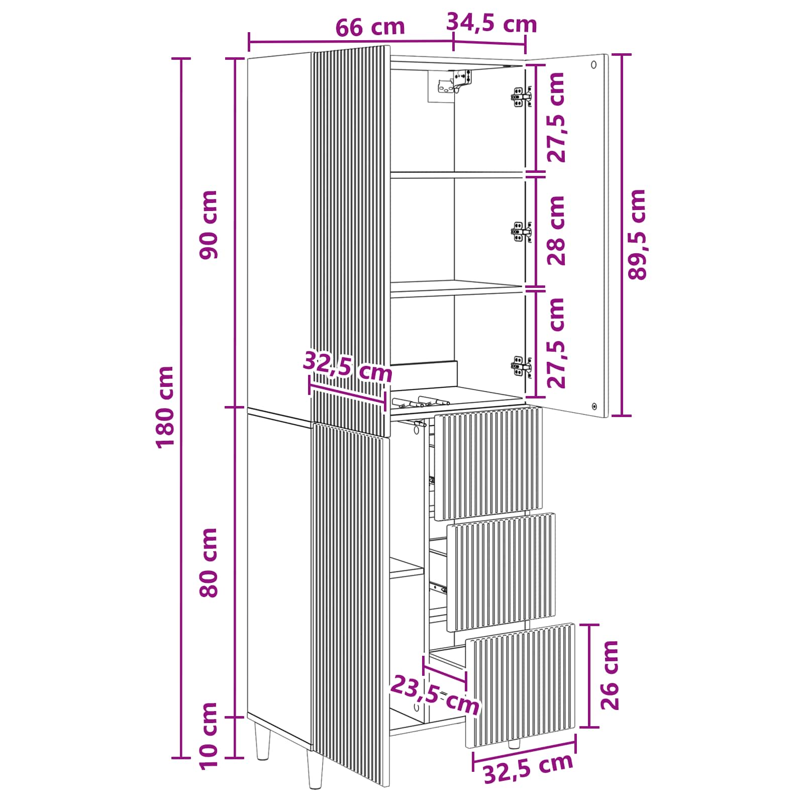 vidaXL Schrankset 2 pcs 66 x 34,5 x 90 cm Holzwerkstoff – Bild 8