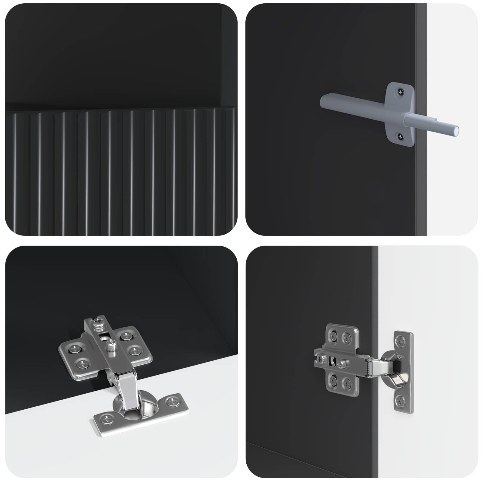 5 osan LED TV-kaappi Musta Tekninen puu - Image 5