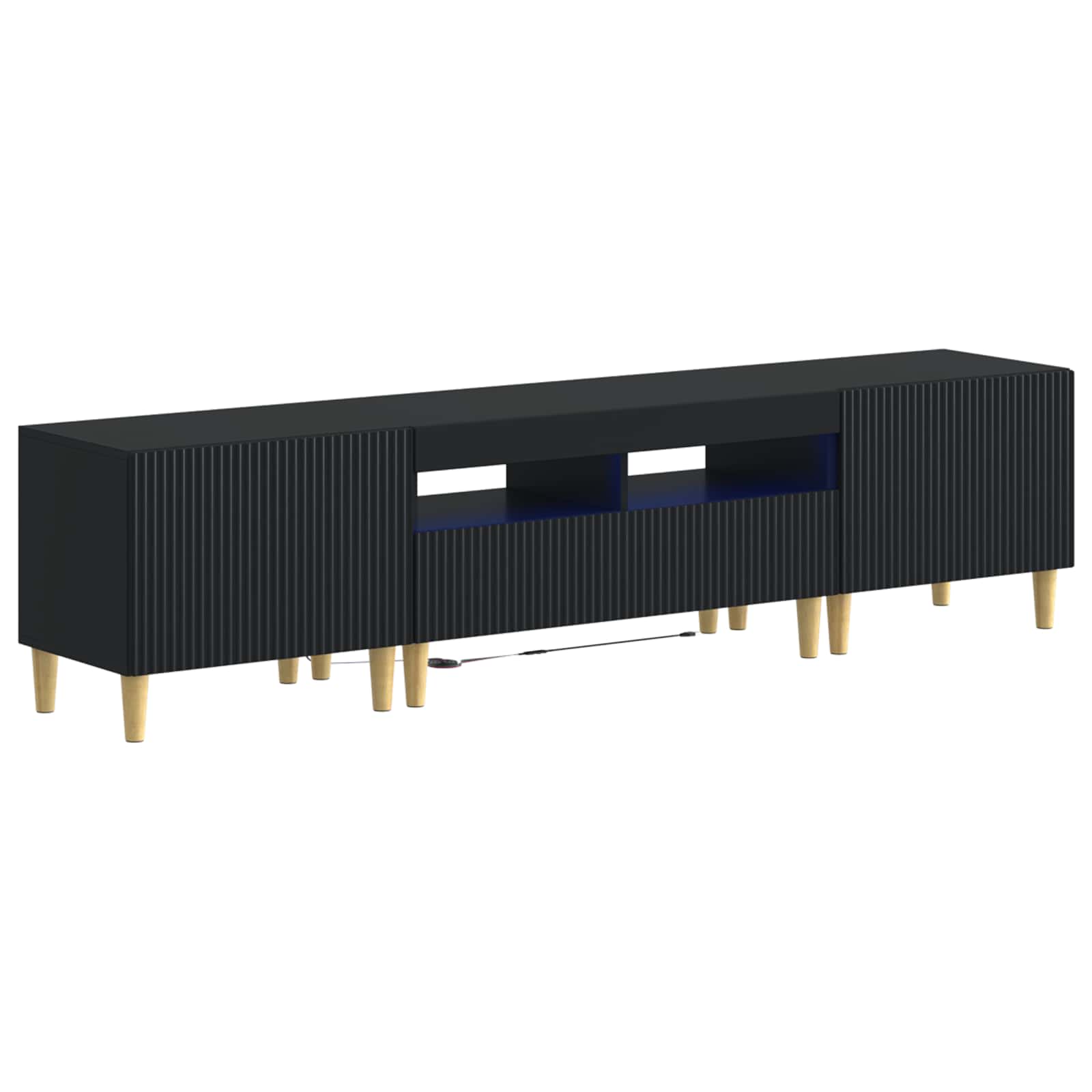 5 osan LED TV-kaappi Musta Tekninen puu