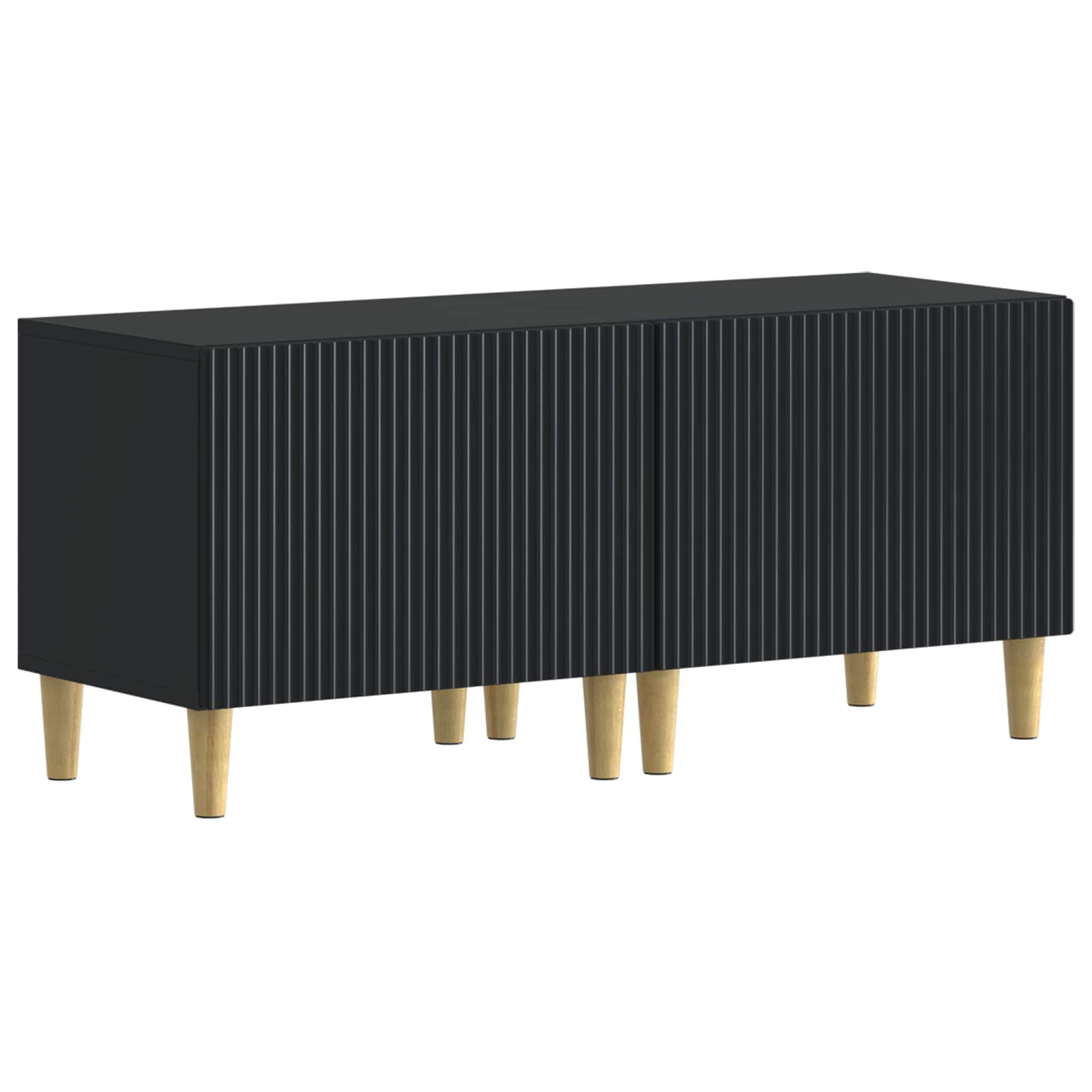 5 osan LED TV-kaappi Musta Tekninen puu - Image 2