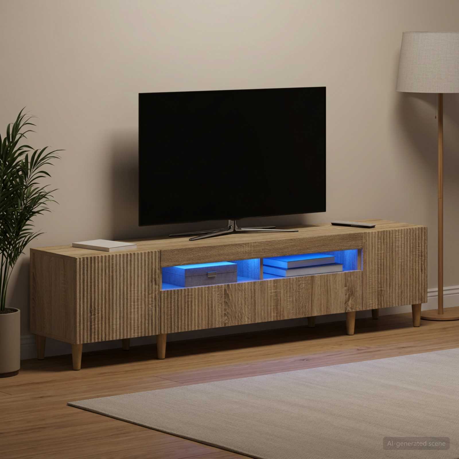 3-osainen LED-TV-kaappi ARNHEM 3 kpl Sonoma-tammi Tekninen puu - Image 3