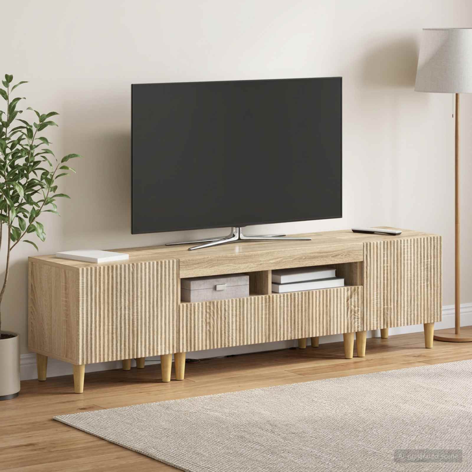 3-osainen LED-TV-kaappi ARNHEM 3 kpl Sonoma-tammi Tekninen puu