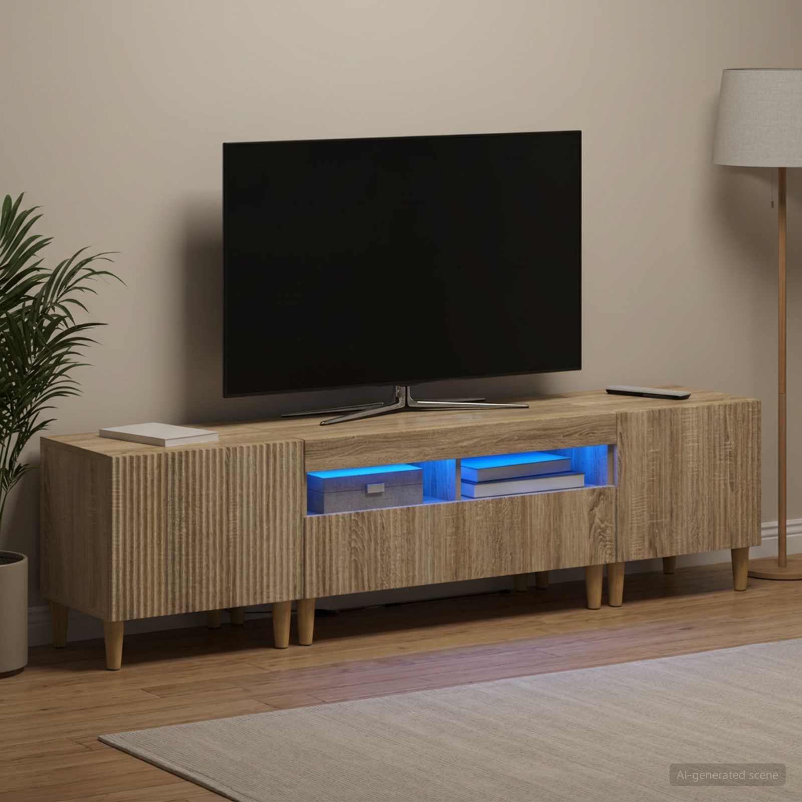3-osainen LED-TV-kaappi ARNHEM 3 kpl Sonoma-tammi Tekninen puu - Image 3