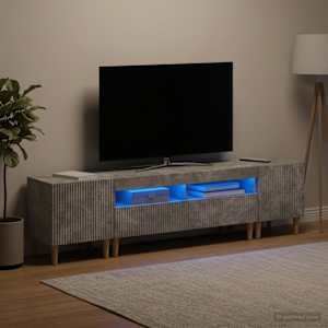 5-delna LED TV omarica Betonsko siva Inženirski les