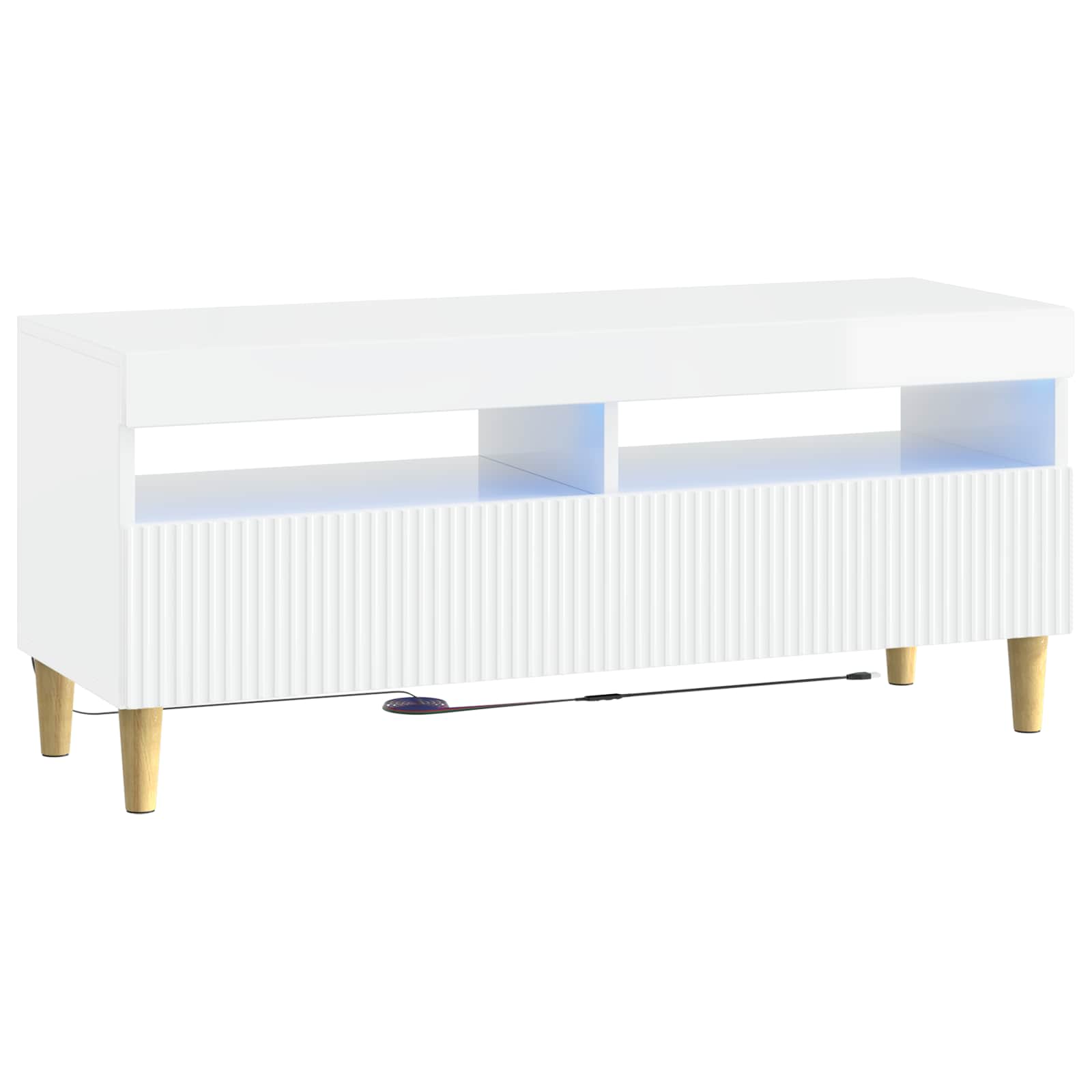 5 osan LED TV-kaappi Korkeakiiltoinen valkoinen Tekninen puu - Image 3