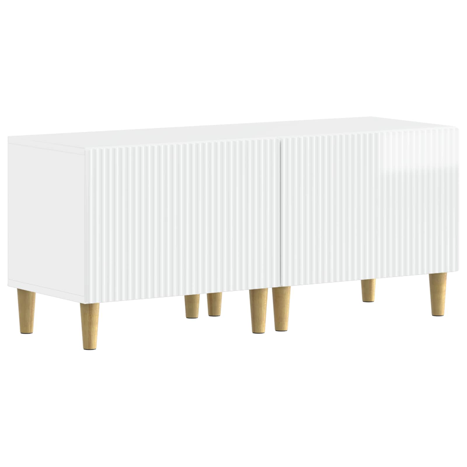 5 osan LED TV-kaappi Korkeakiiltoinen valkoinen Tekninen puu - Image 2