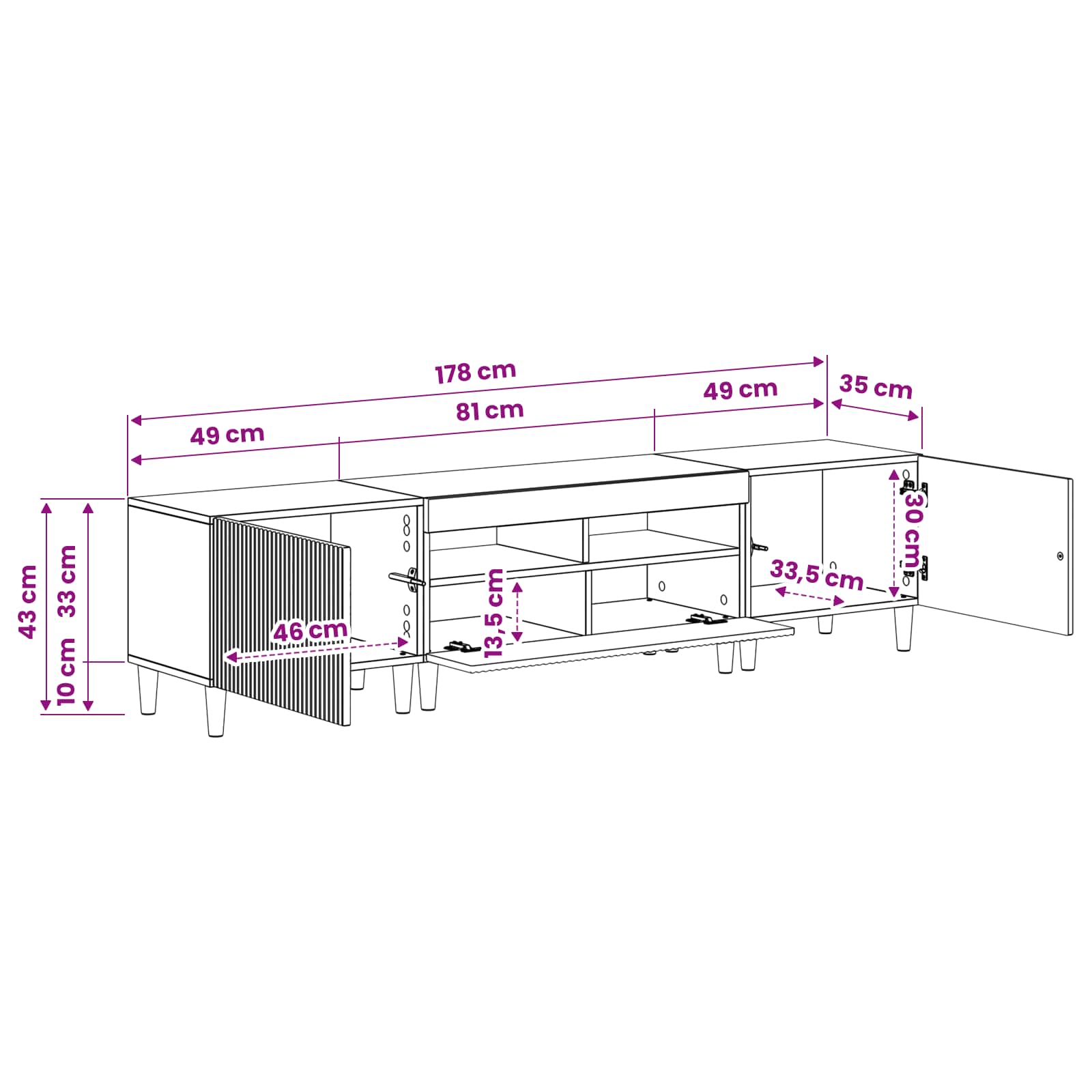 5 osan LED TV-kaappi Korkeakiiltoinen valkoinen Tekninen puu - Image 7