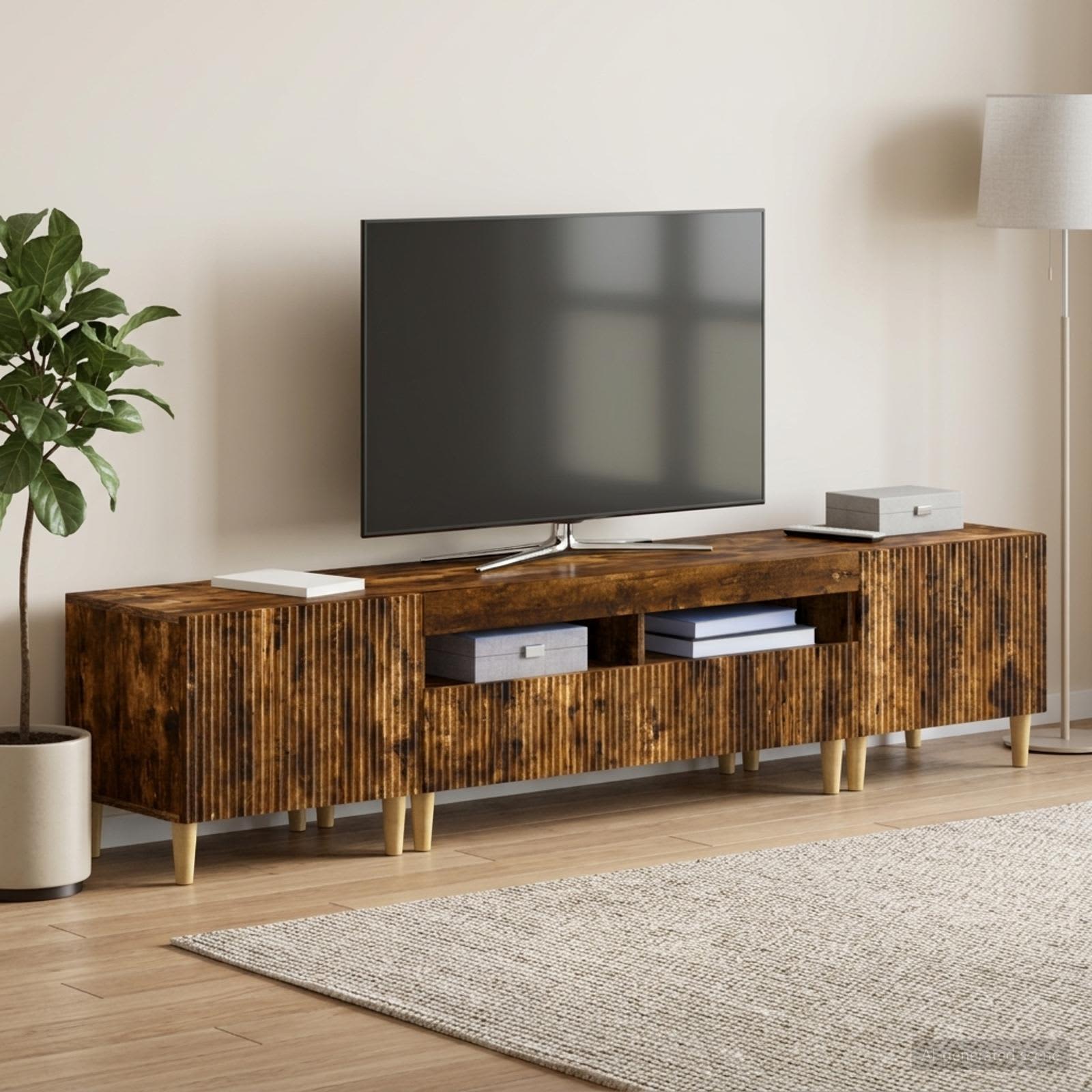 5-osaline LED TV kapp ARNHEM Suitsutatud tamm Tehispuit