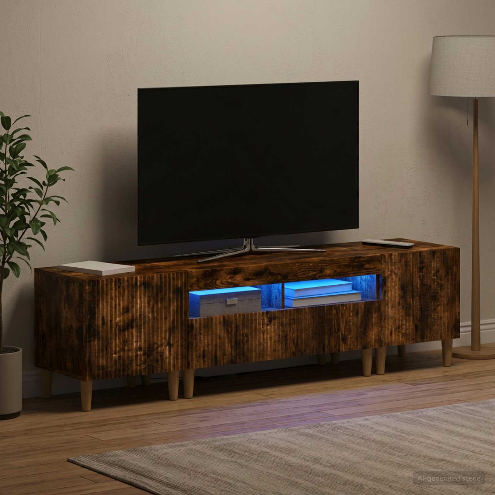 3-osainen LED-TV-kaappi ARNHEM 3 kpl Savutammi Tekninen puu