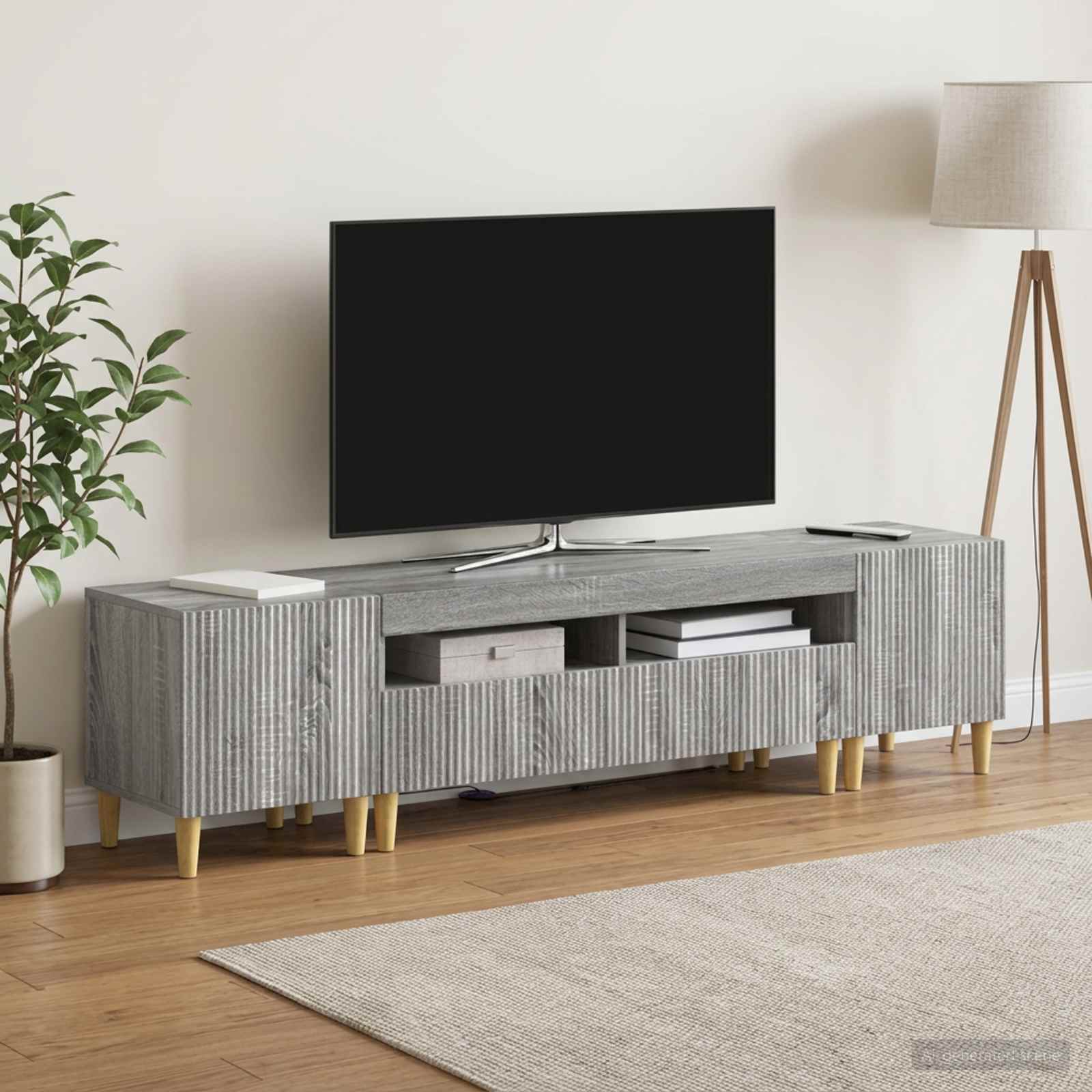 3-osainen LED-TV-kaappi ARNHEM 3 kpl Harmaa Sonoma Tekninen puu - Image 3