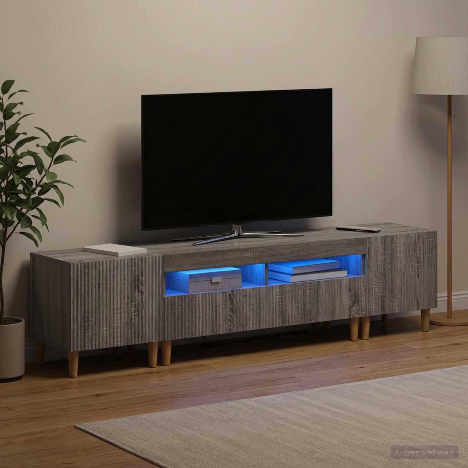 3-osainen LED-TV-kaappi ARNHEM 3 kpl Harmaa Sonoma Tekninen puu
